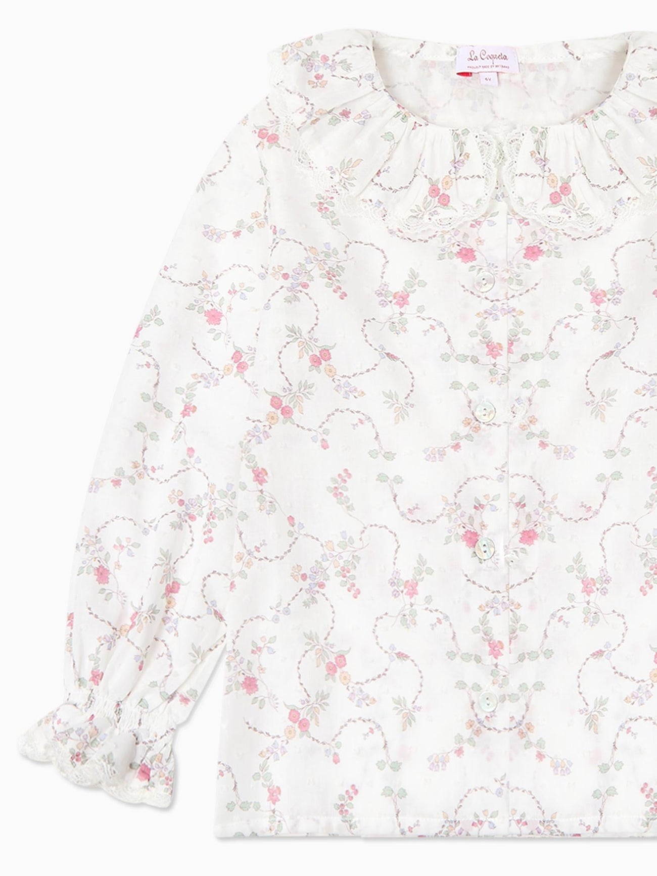 Ivory Floral Lila Long Sleeve Girl Shirt