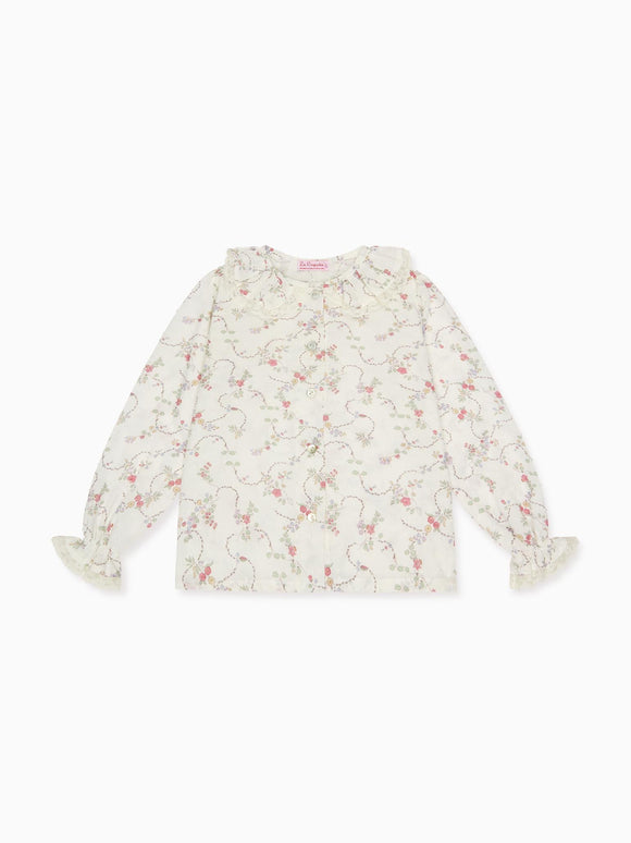Pink Floral Lila Long Sleeve Baby Girl Shirt