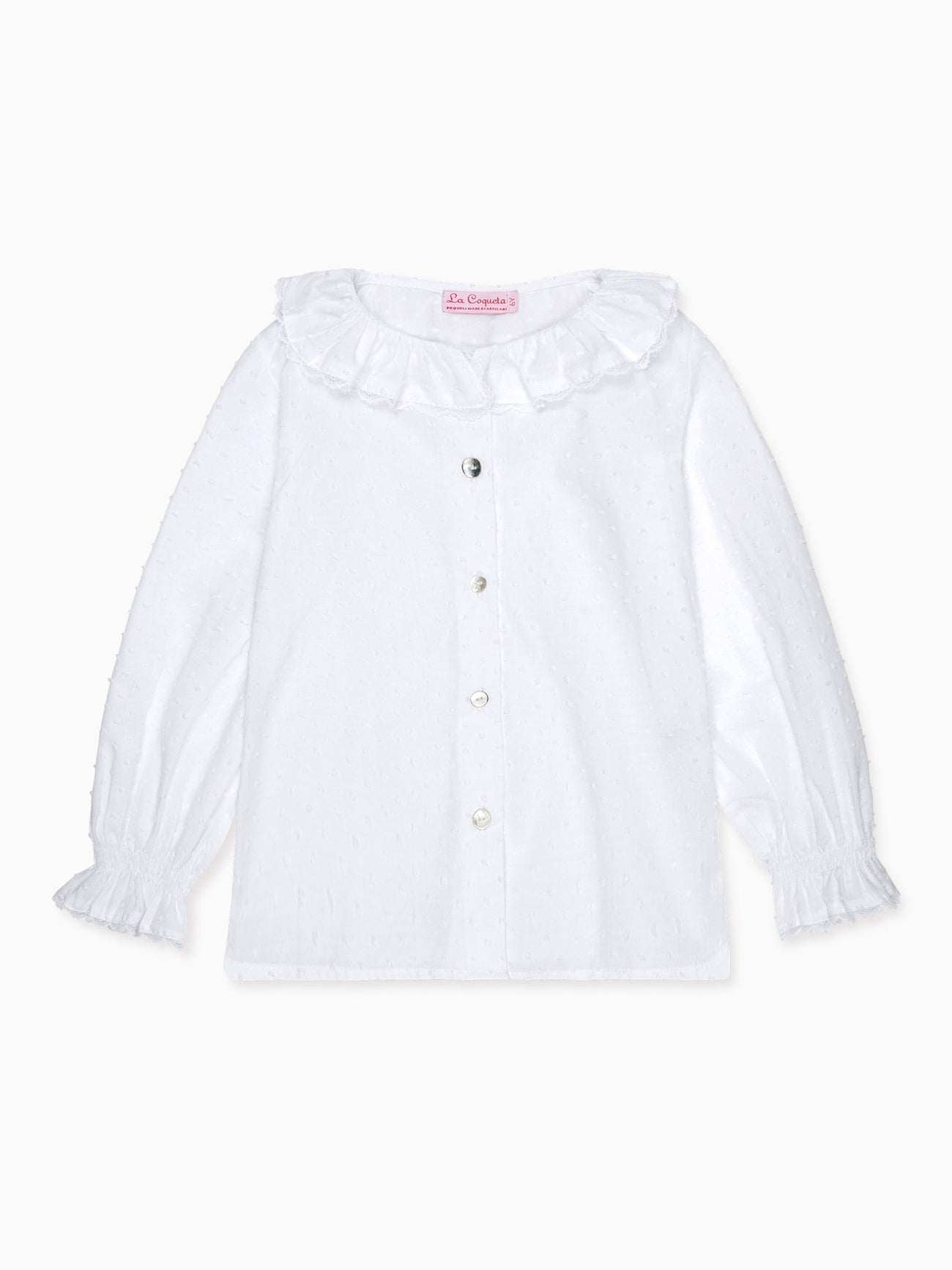 White Lila Long Sleeve Girl Shirt