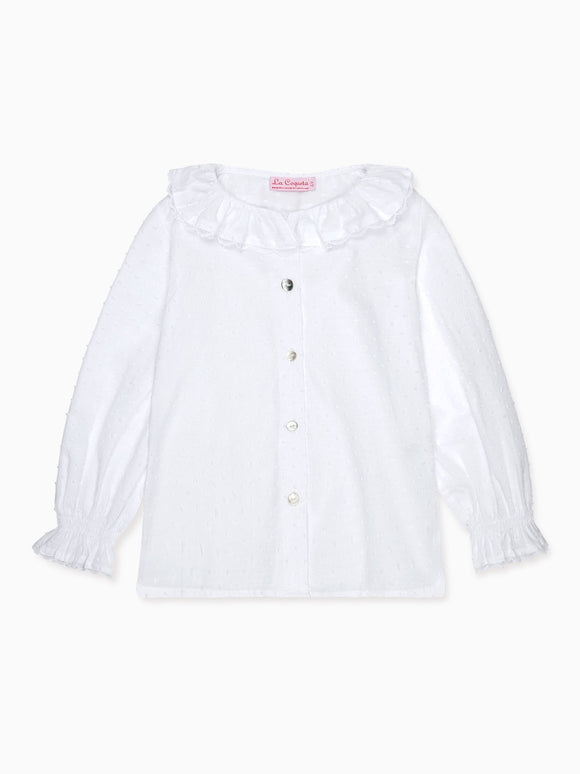 White Lila Long Sleeve Girl Shirt