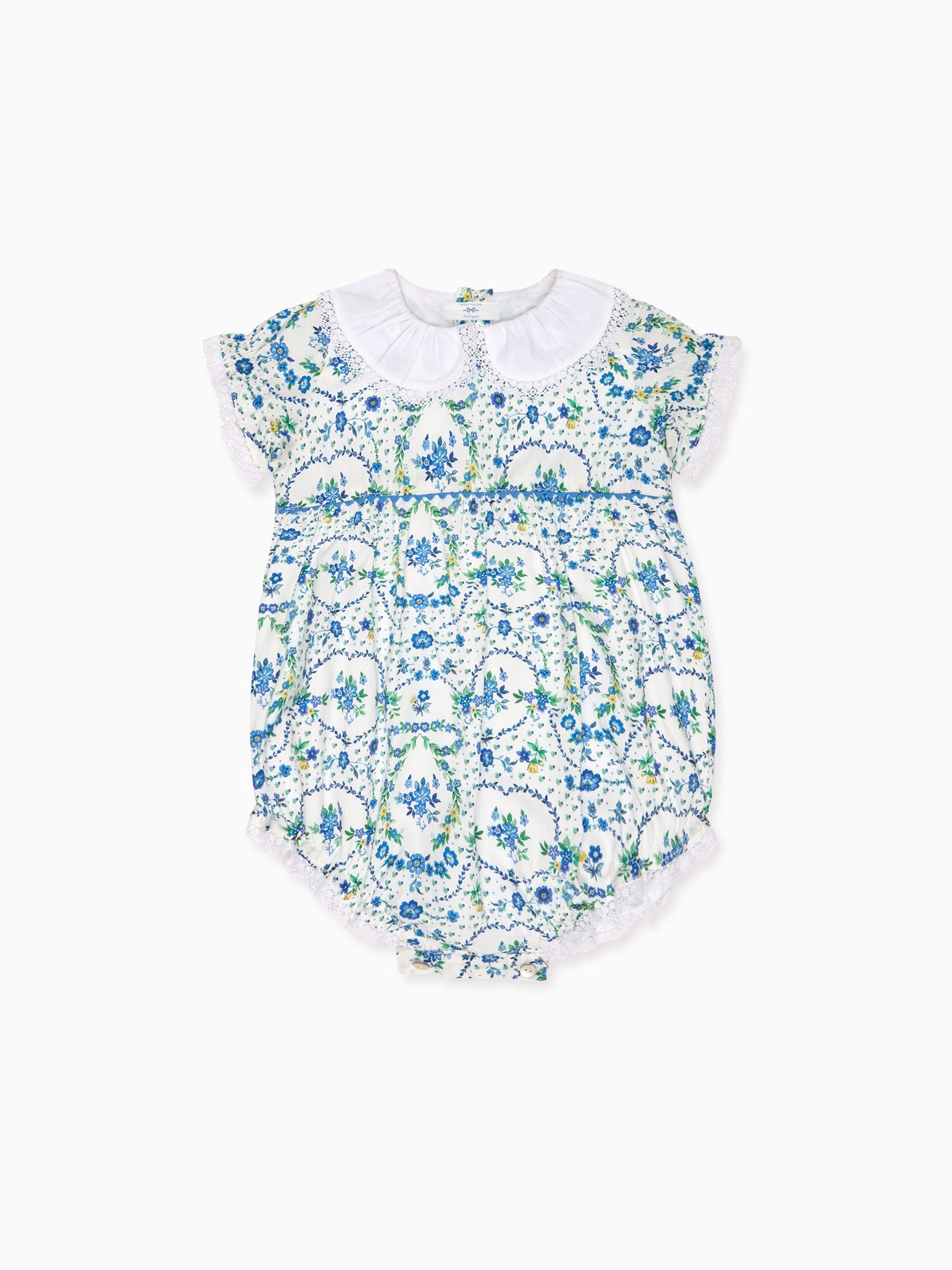 Nicky Hilton x La Coqueta Blue Bow Floral Lily-Grace Baby Girl Romper