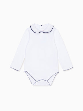 Navy Lirio Long Sleeve Baby Body Vest