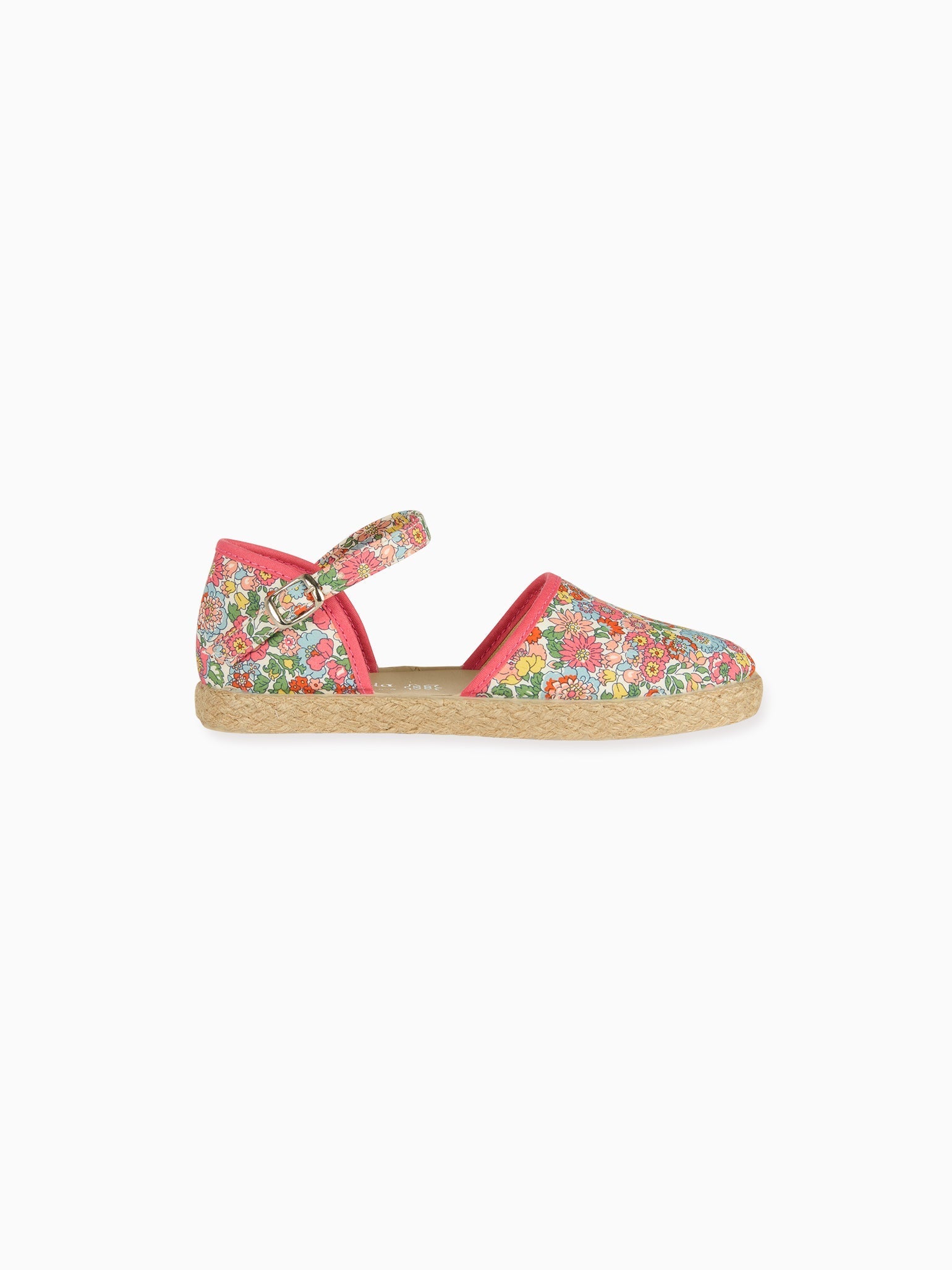 Coral Floral Olivia Canvas Girl Espadrilles