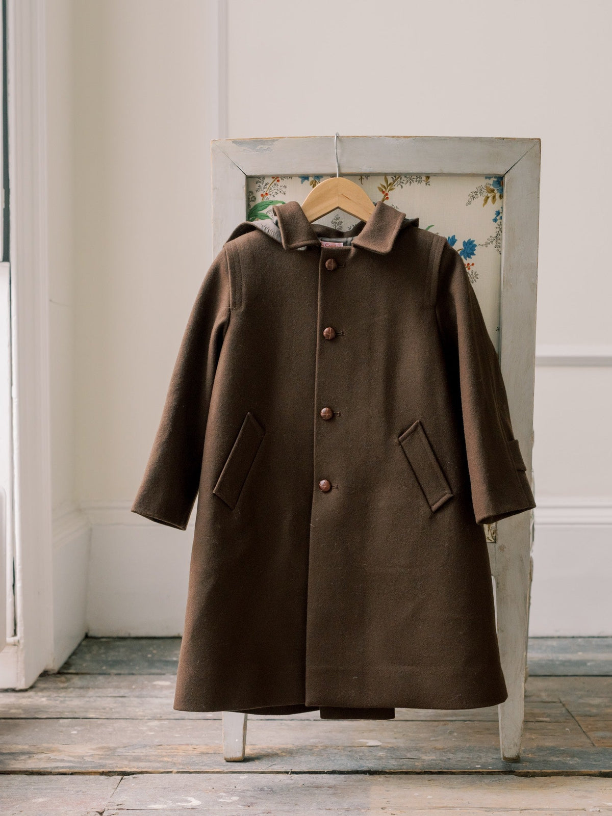 Chocolate Brown Loden Wool Kids Coat