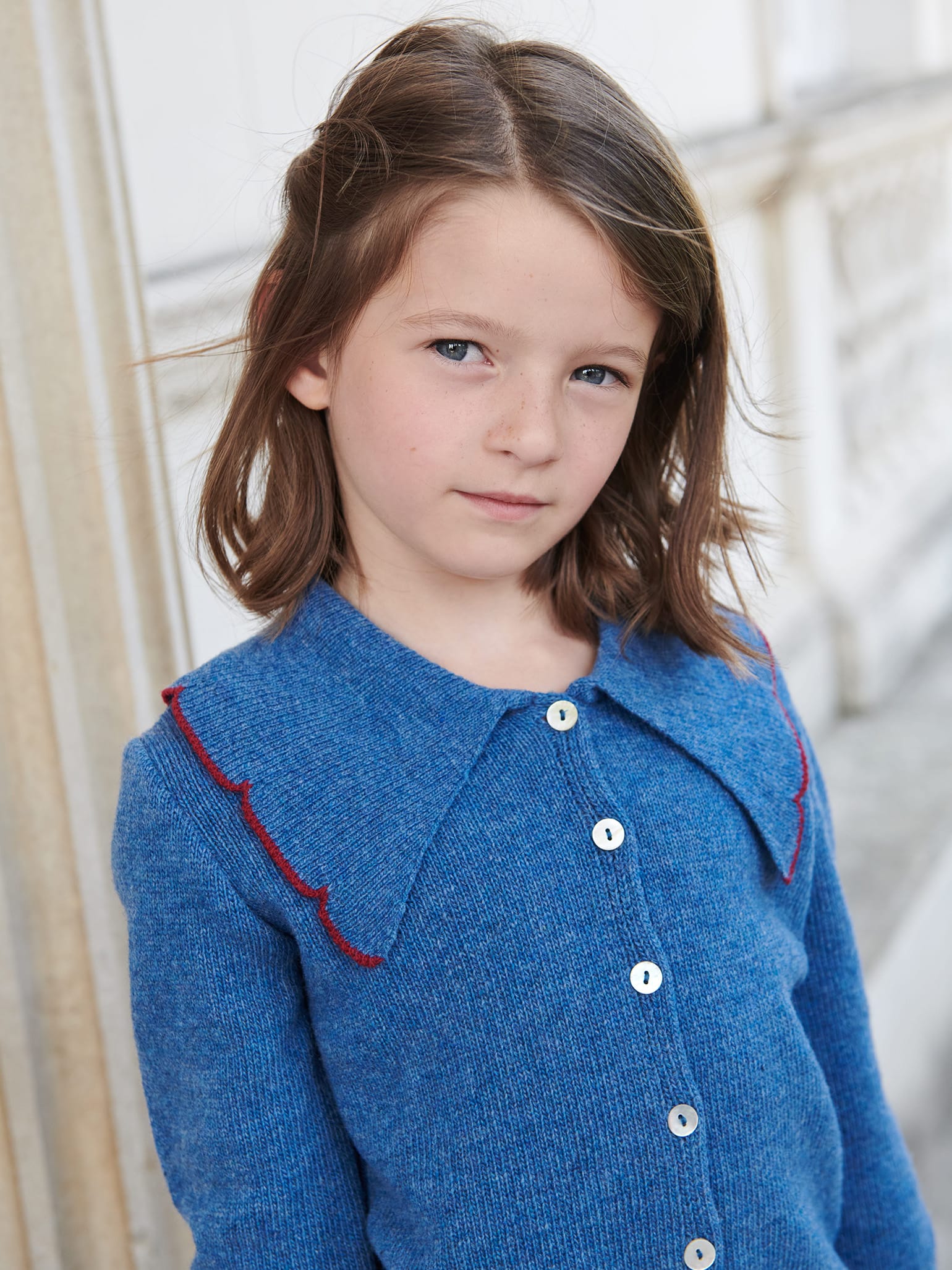 Blue Luana Merino Girl Cardigan