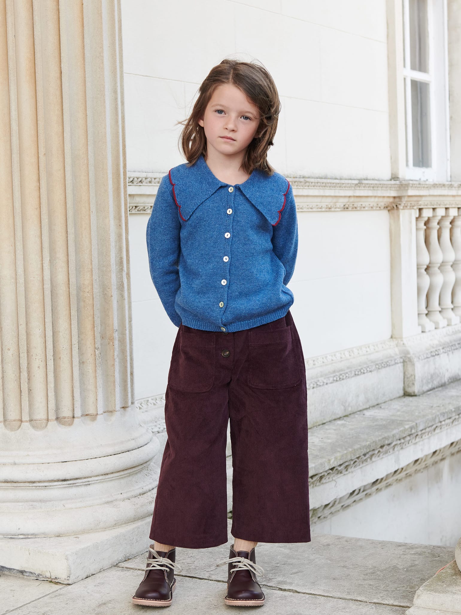 Blue Luana Merino Girl Cardigan
