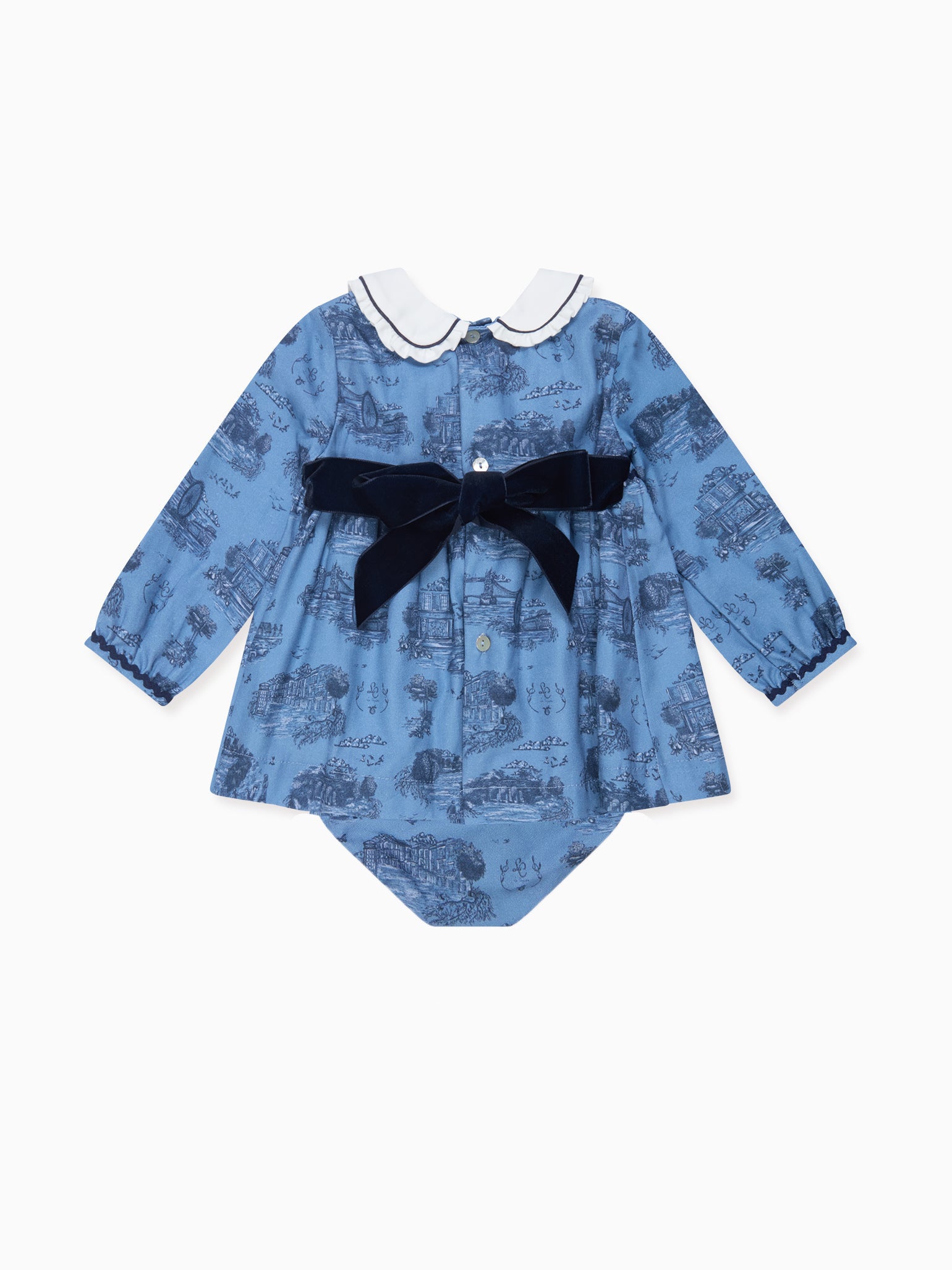Blue Toile De Jouy Luisetta Baby Girl Set