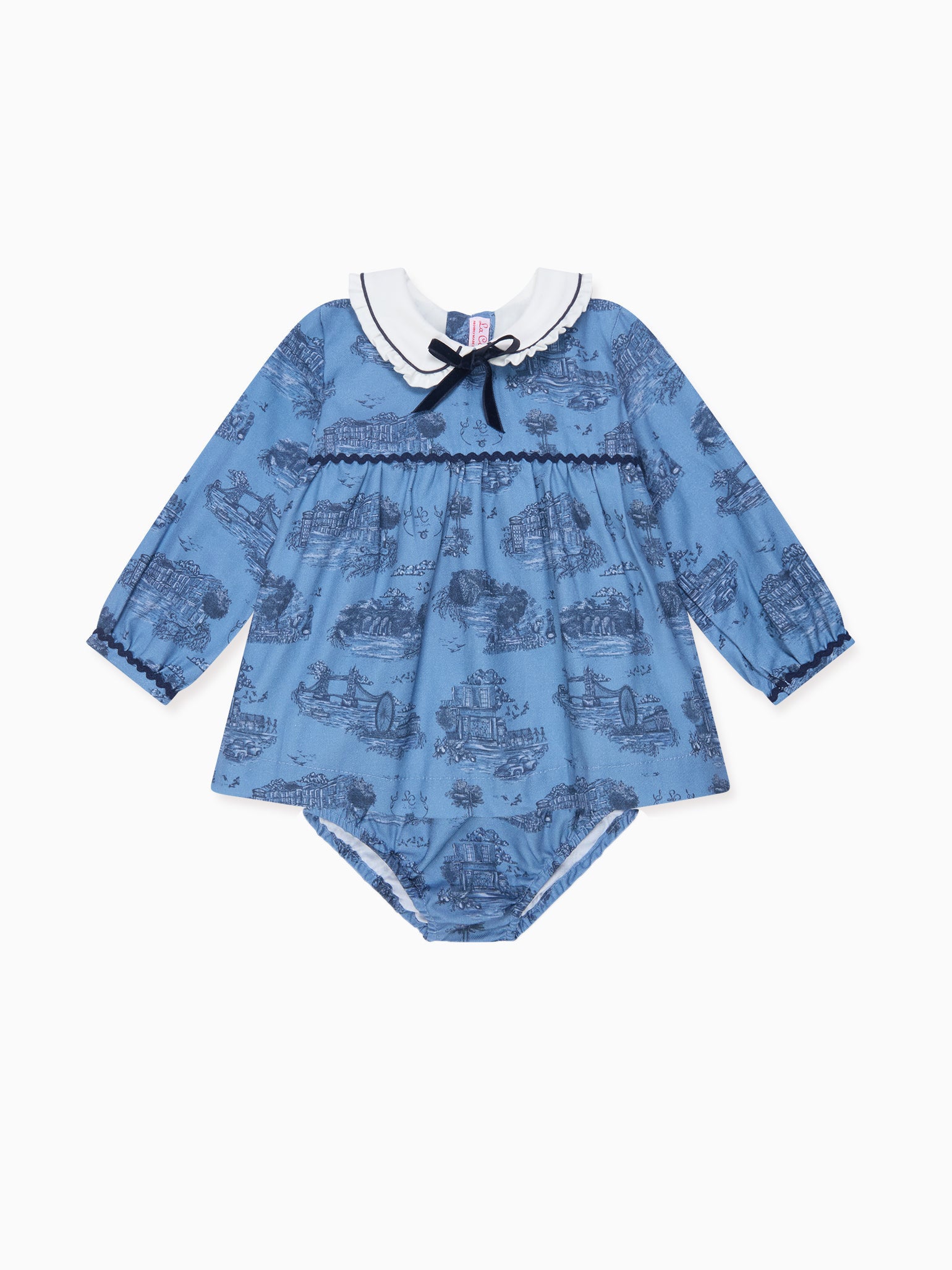 Blue Toile De Jouy Luisetta Baby Girl Set