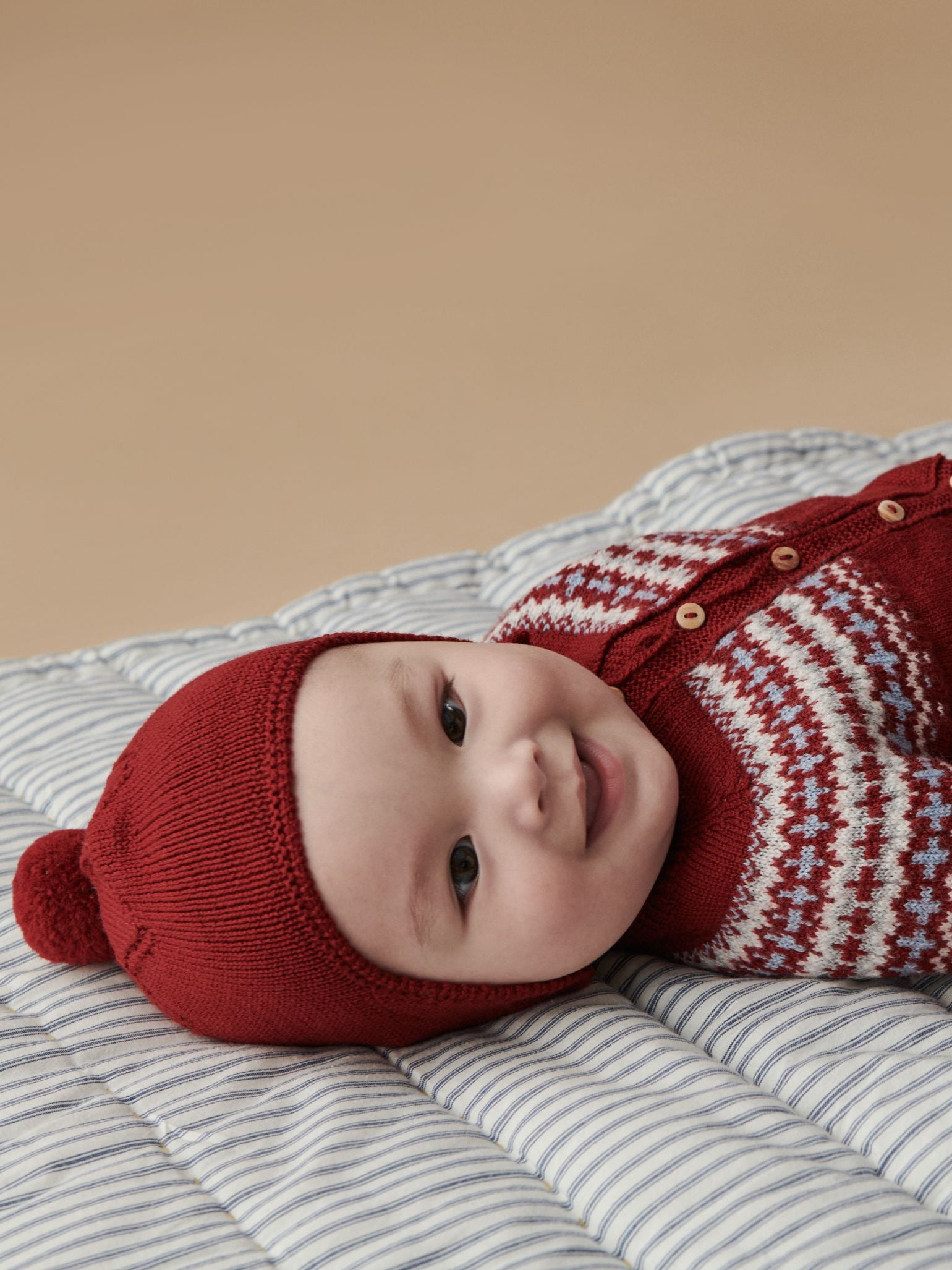 Burgundy Lyle Merino Fair Isle Baby Knitted Gift Box Set
