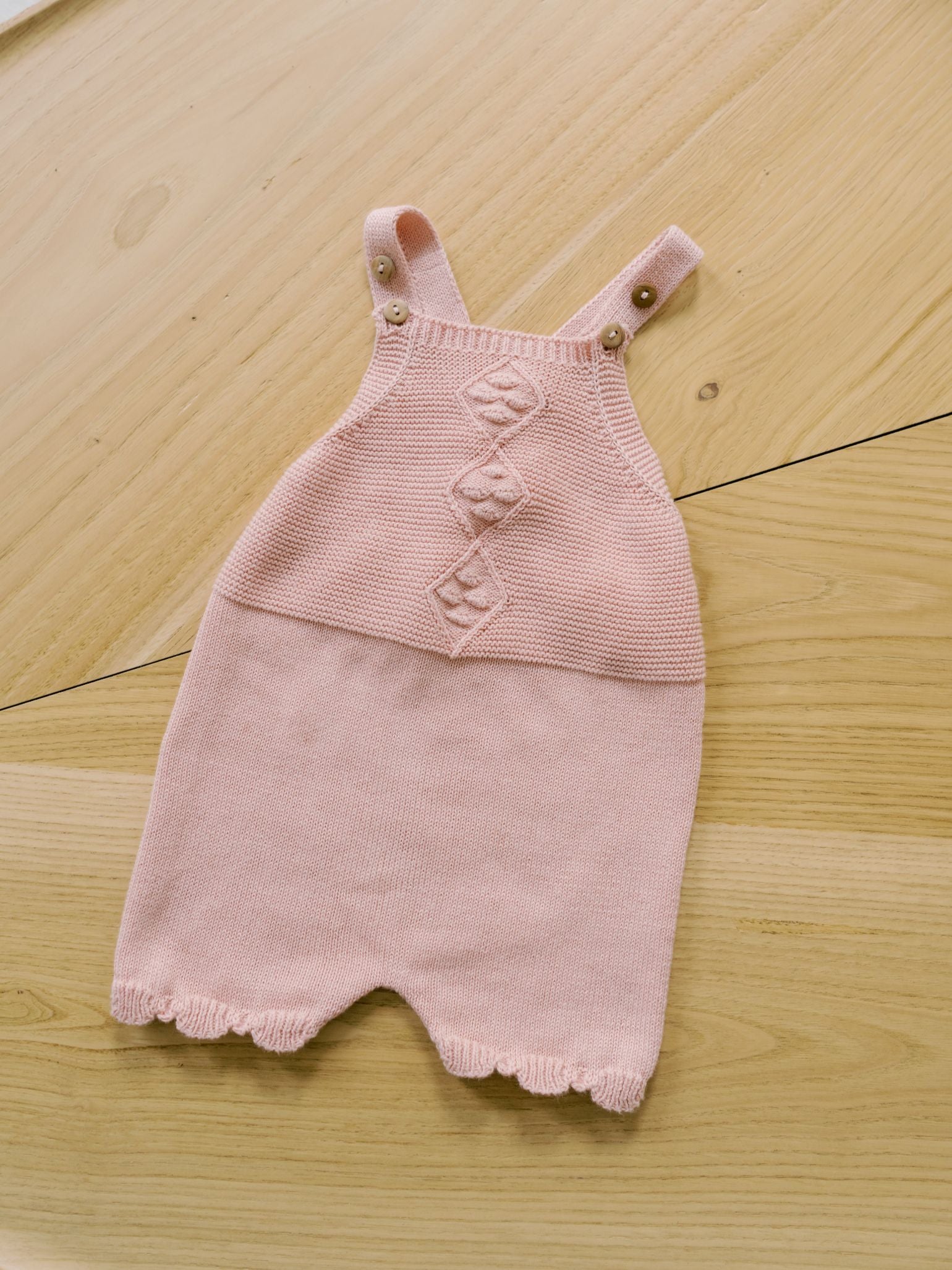 Dusty Pink Macaria Cotton Baby Girl Knitted Dungarees