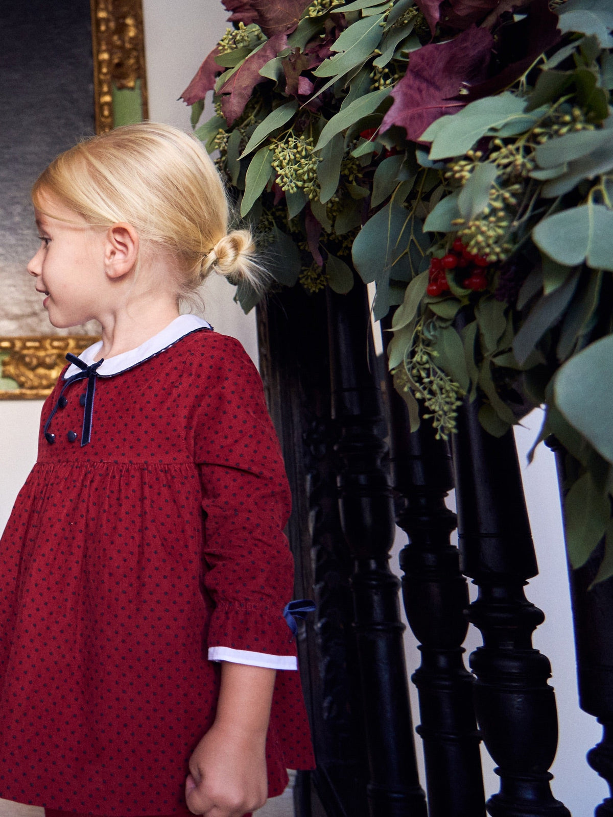 Burgundy Polka Dot Granada Corduroy Baby Girl Set