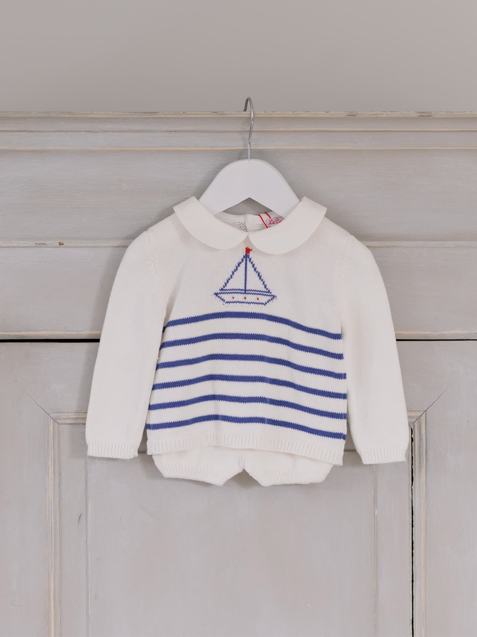 Navy Stripe Manuel Cotton Nautical Baby Knitted Set
