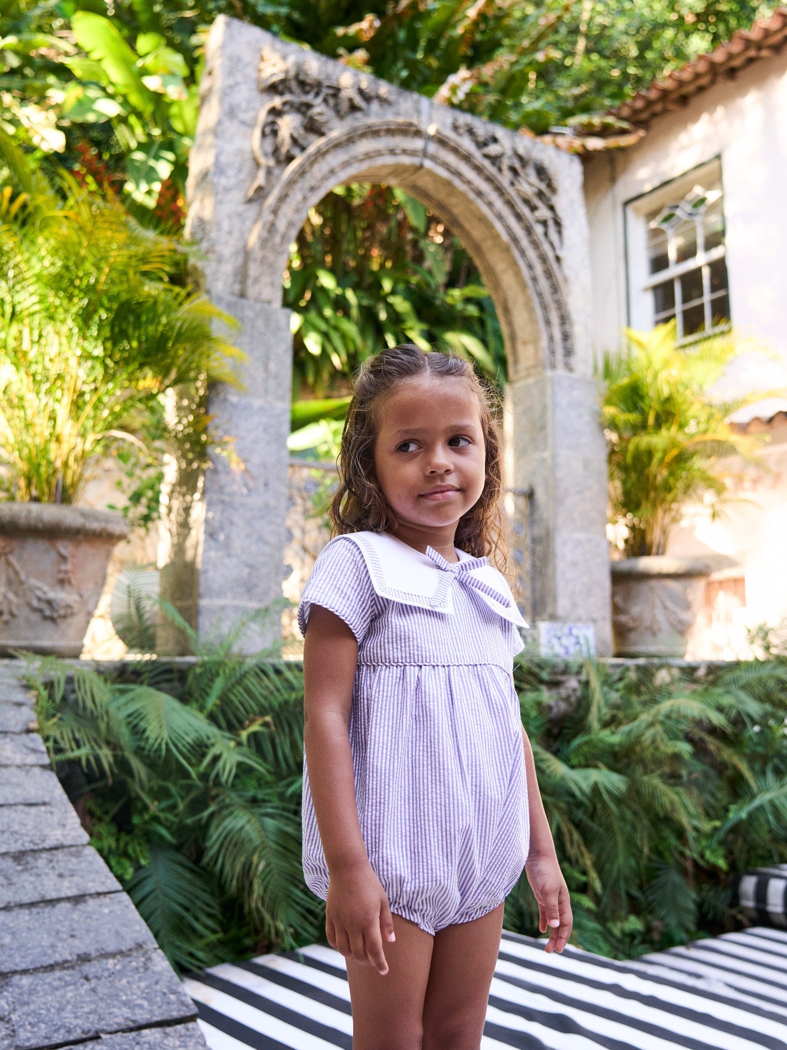 Dark Blue Stripe Mar Baby Romper