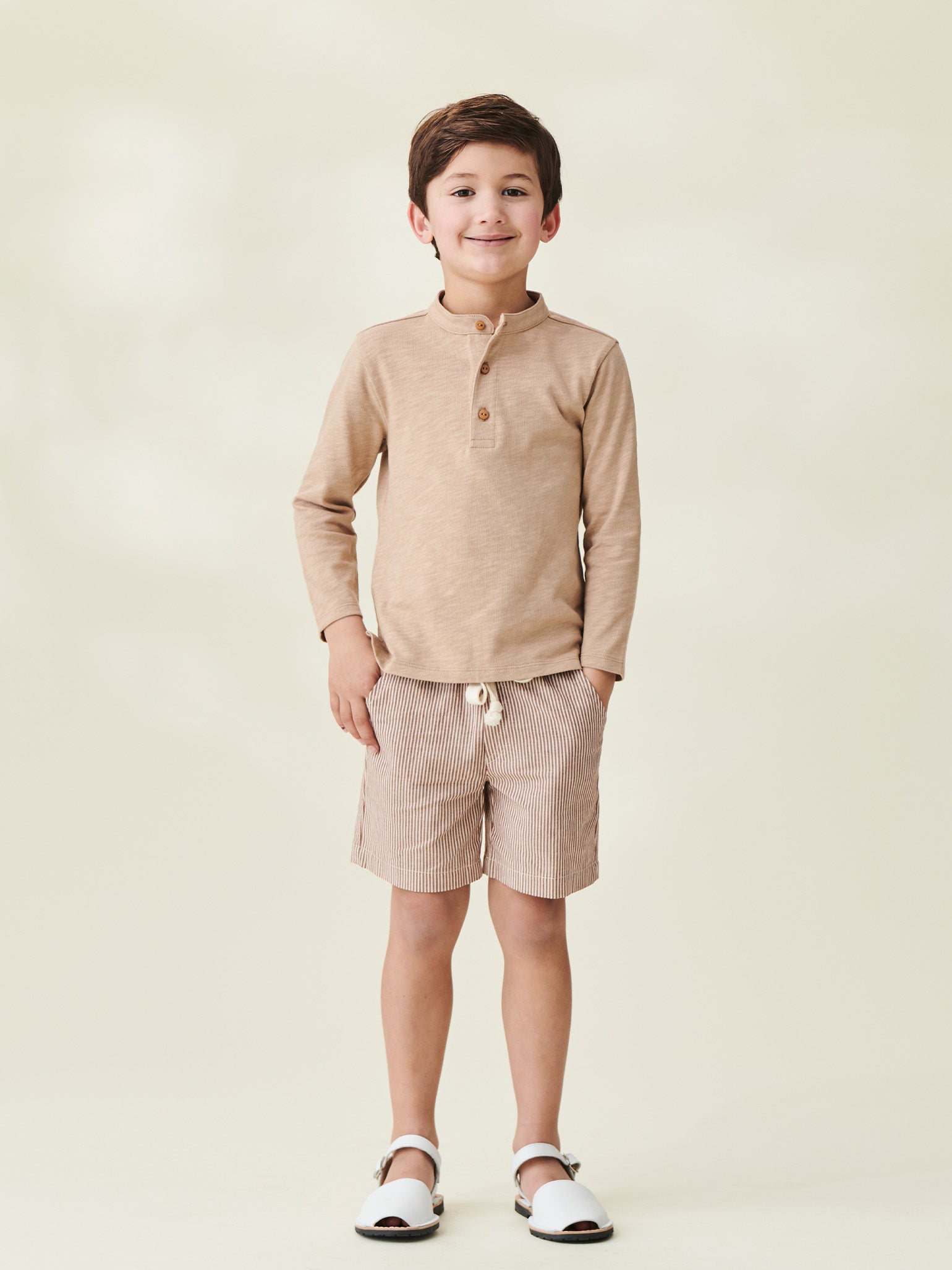 Camel Stripe Cortino Boy Cotton Shorts