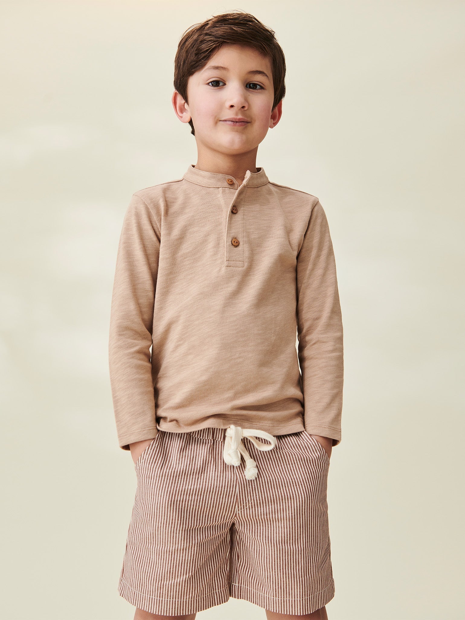 Camel Stripe Cortino Boy Cotton Shorts