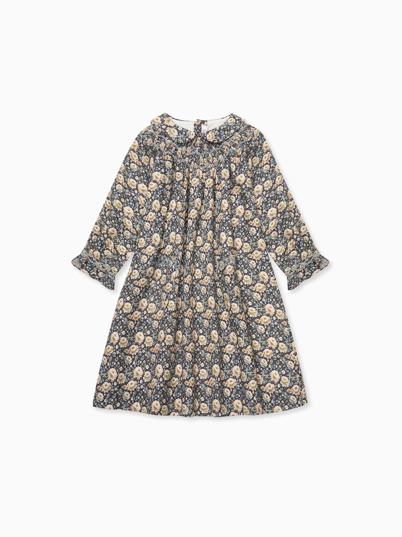 Navy Floral Margot Girl Hand-Smocked Dress