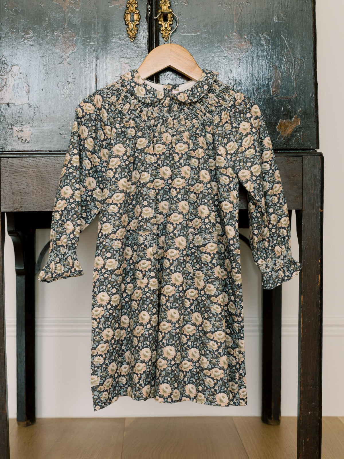 Navy Floral Margot Girl Hand-Smocked Dress