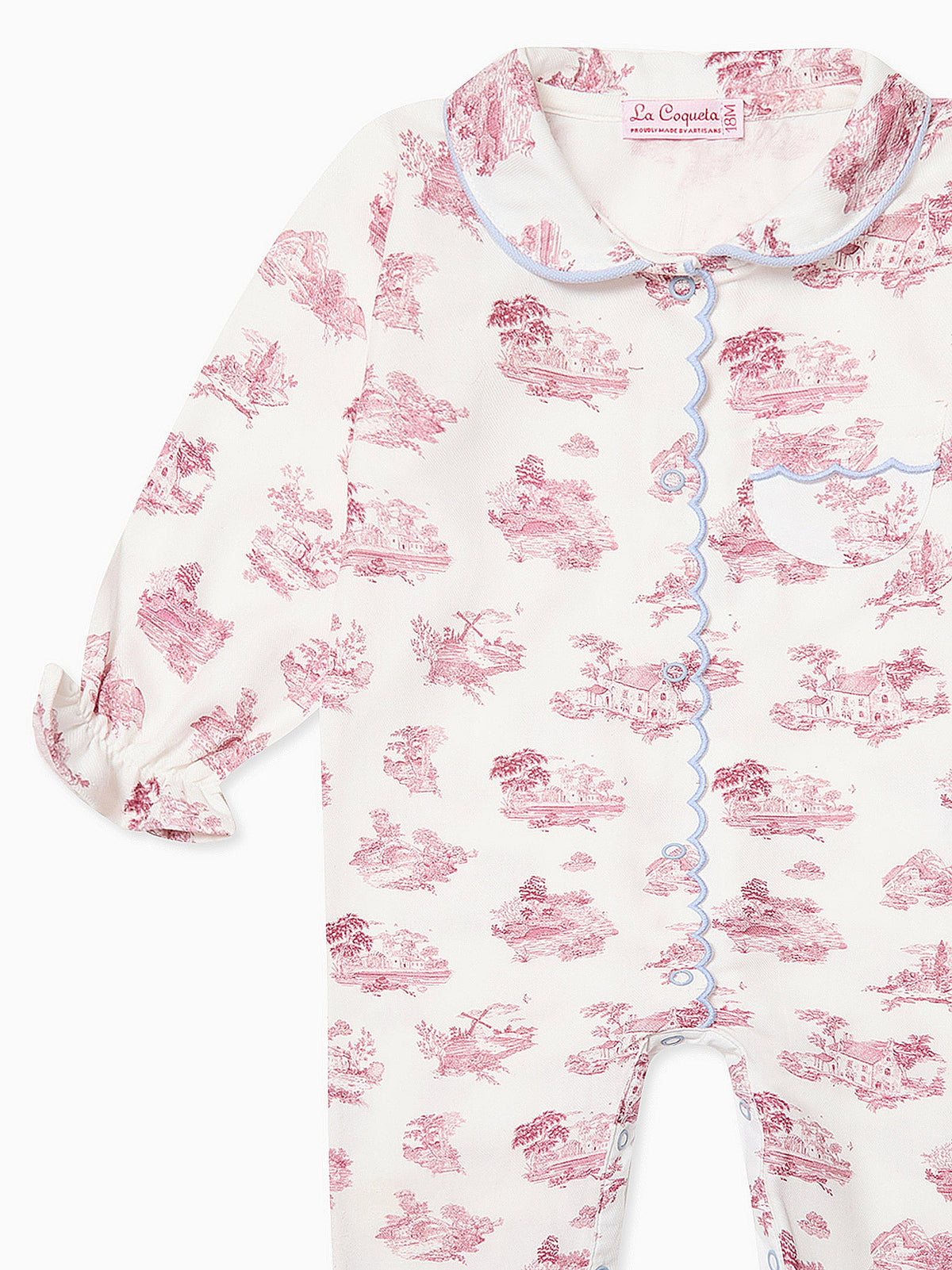 Red Toile Maria Baby Girl Pyjamas