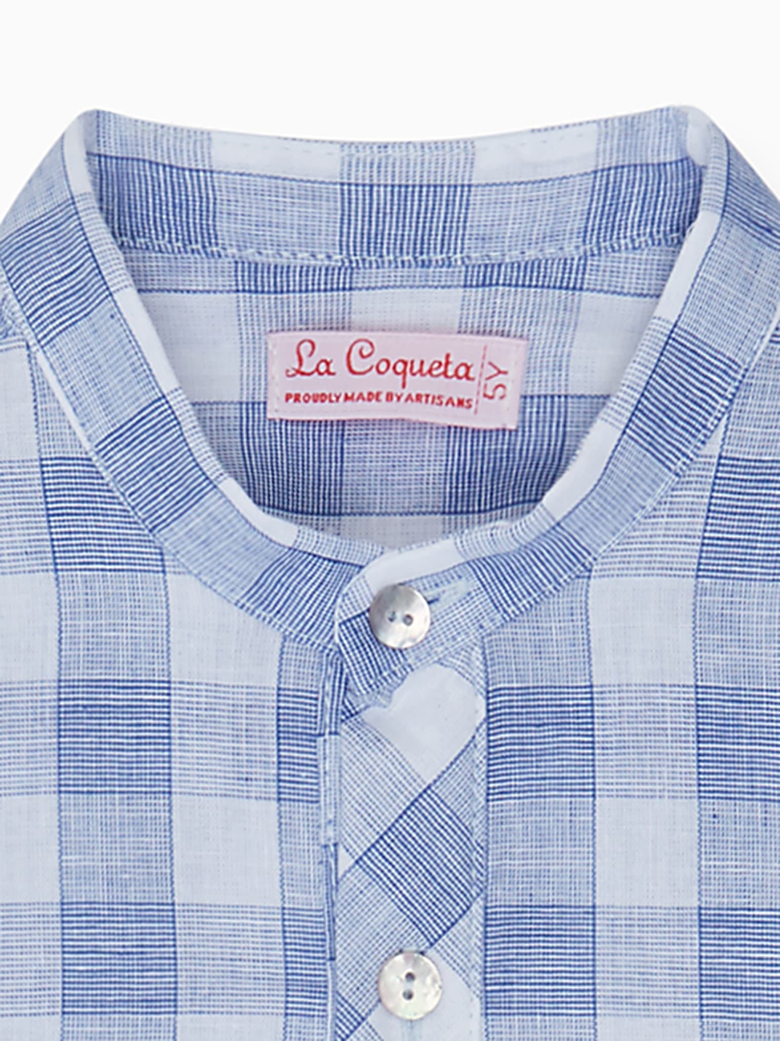 Blue Check Mateo Linen Mix Boy Shirt