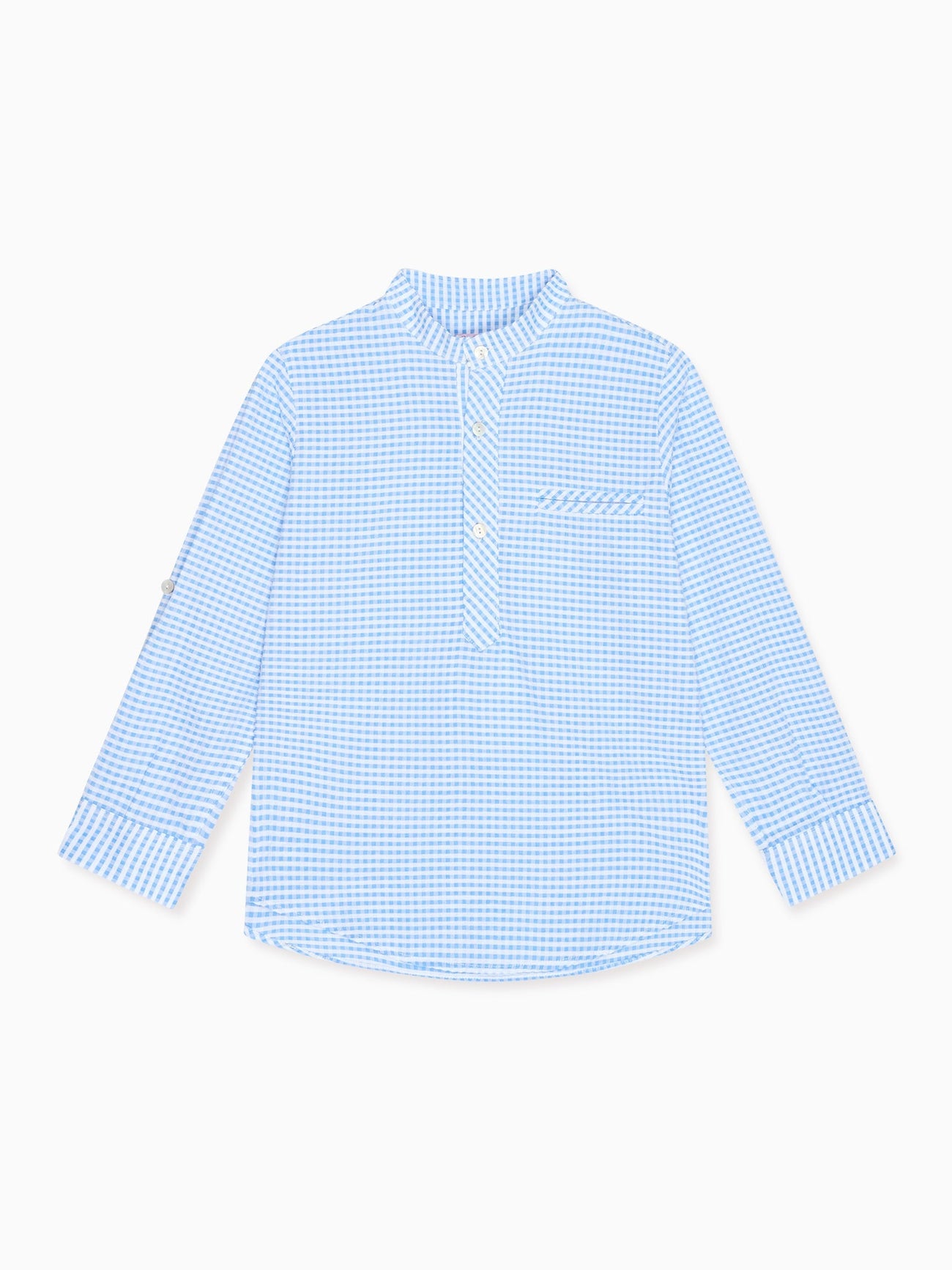 Blue Gingham Mateo Long Sleeve Boy Shirt
