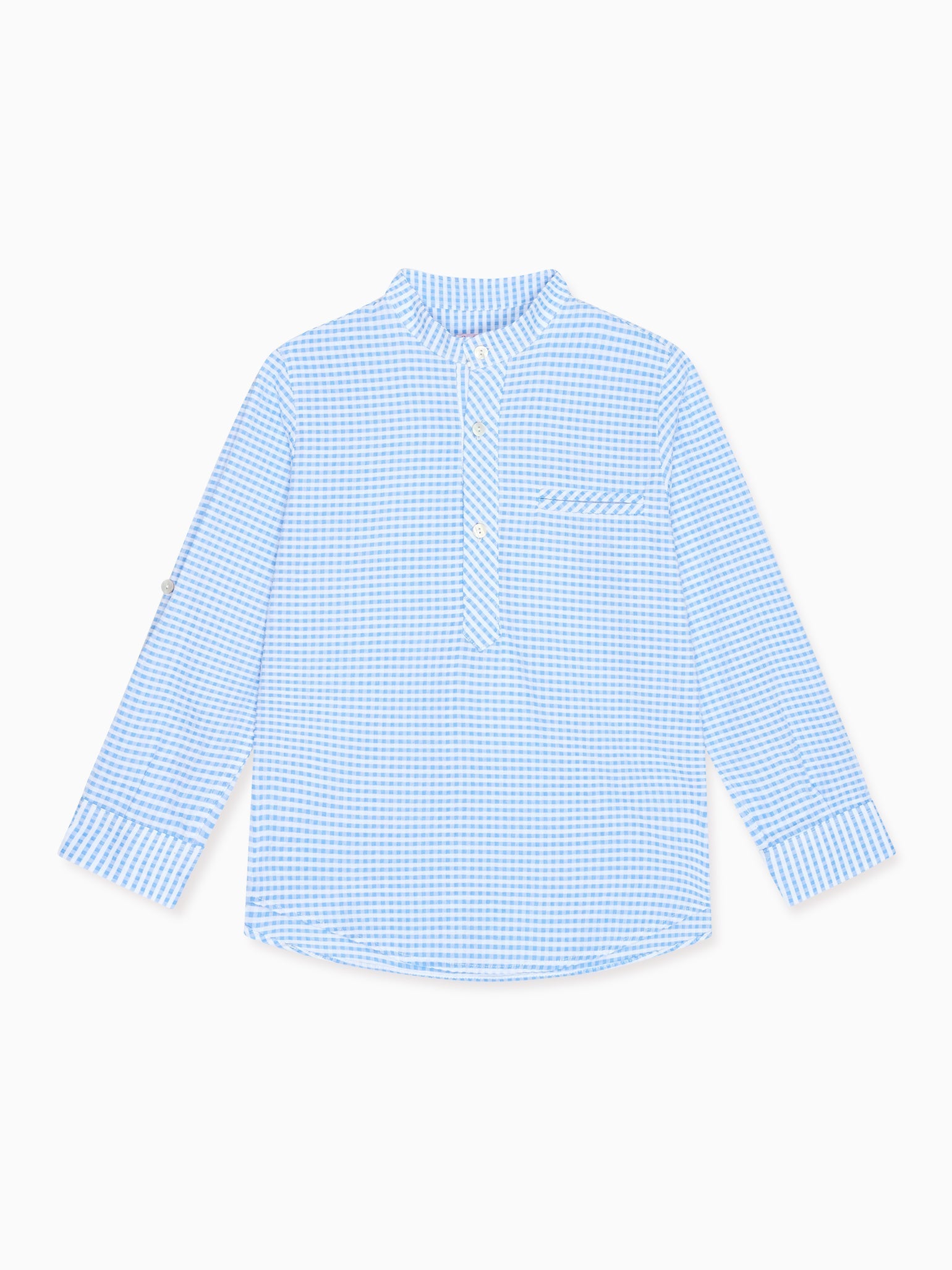 Blue Gingham Mateo Long Sleeve Boy Shirt