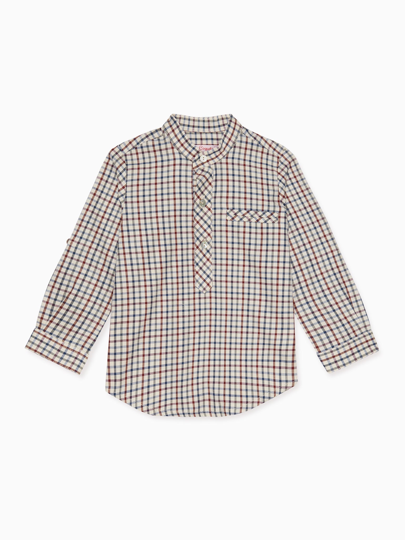 Burgundy Check Mateo Long Sleeve Boy Shirt