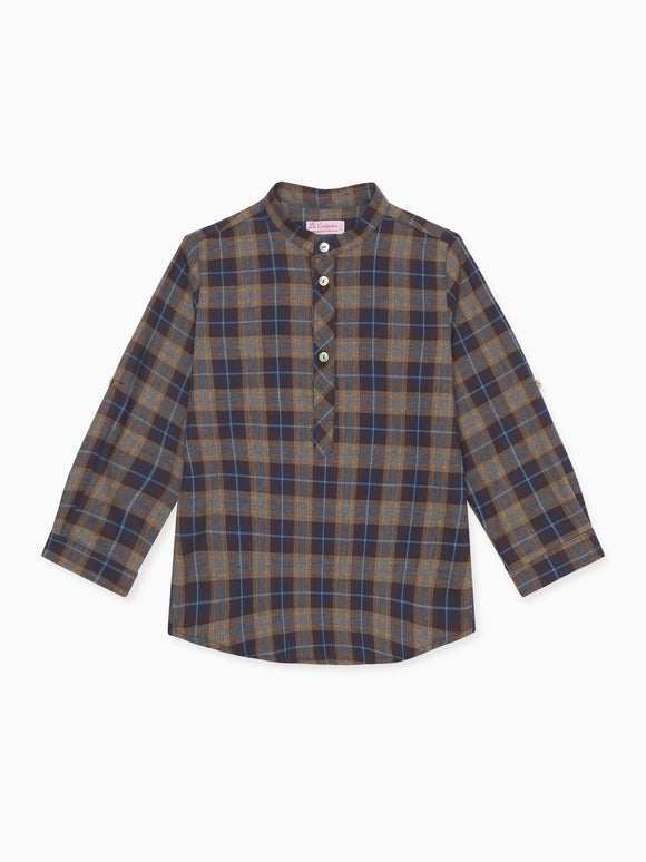 Blue Check Mateo Long Sleeve Boy Shirt