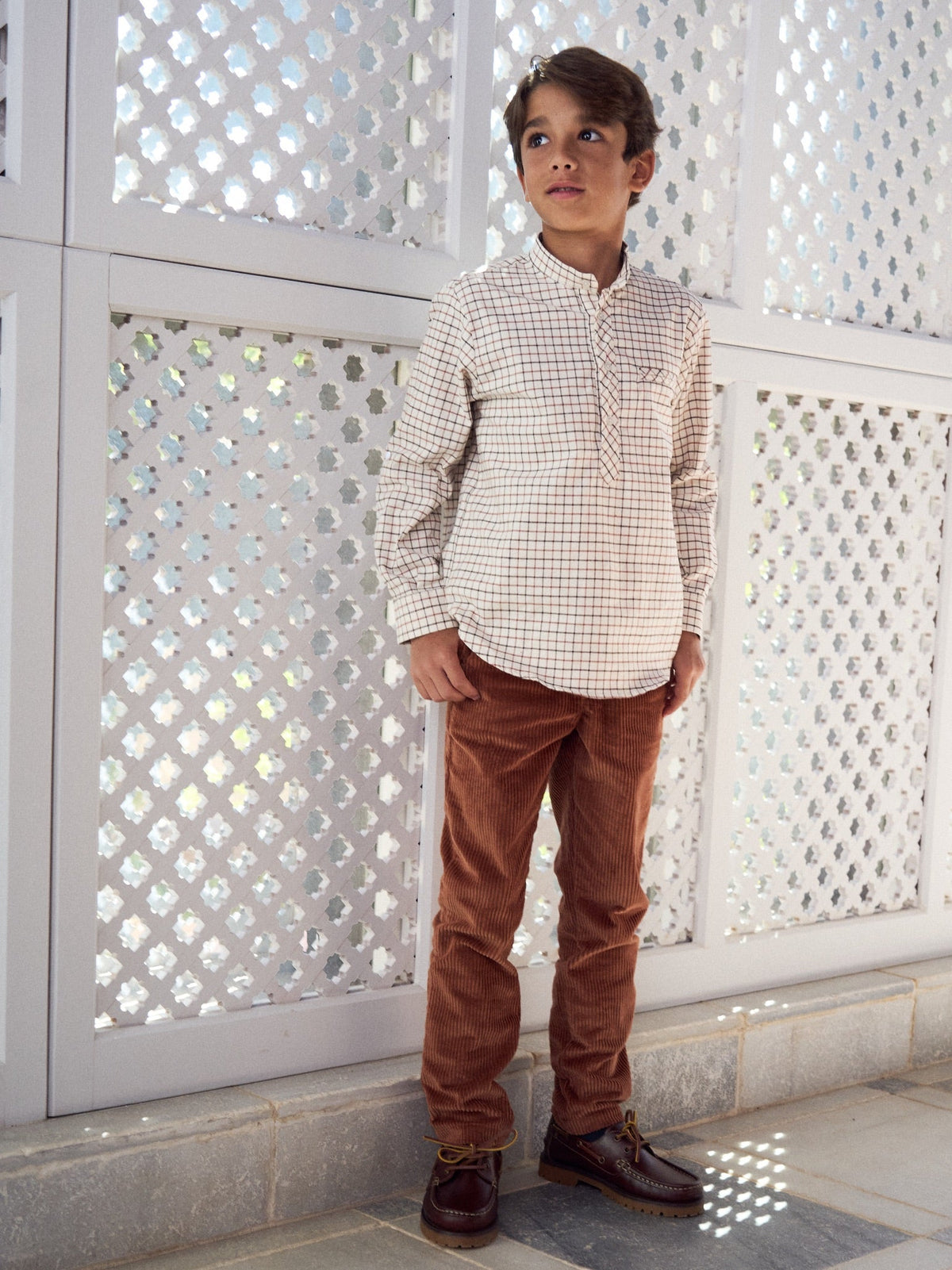 Caramel Check Mateo Long Sleeve Boy Shirt