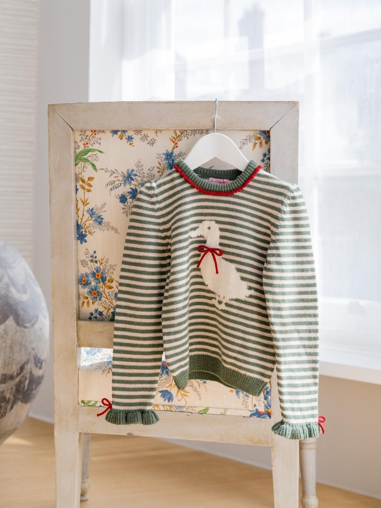 Olive Green Stripe Matilde Merino Girl Jumper