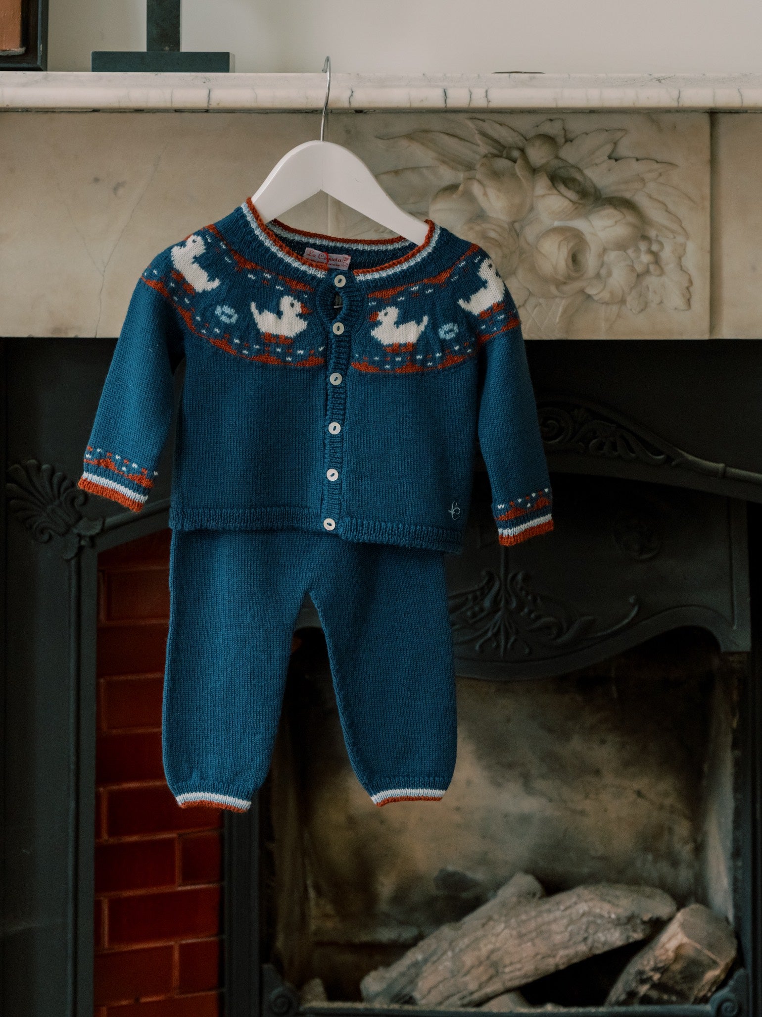 Soft Denim Melange Mavi Merino Duck Baby Knitted Set