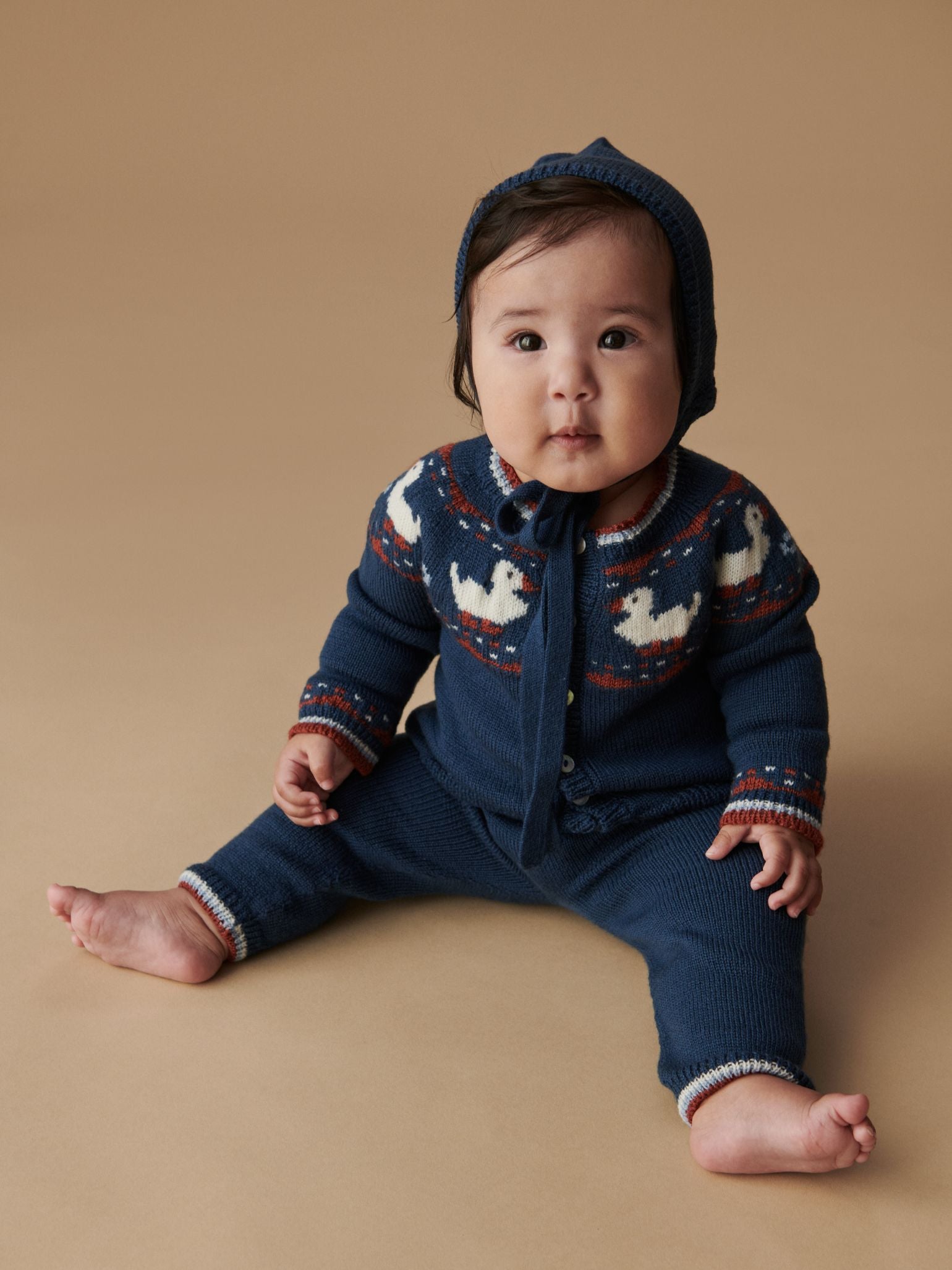 Soft Denim Melange Mavi Merino Duck Baby Knitted Set