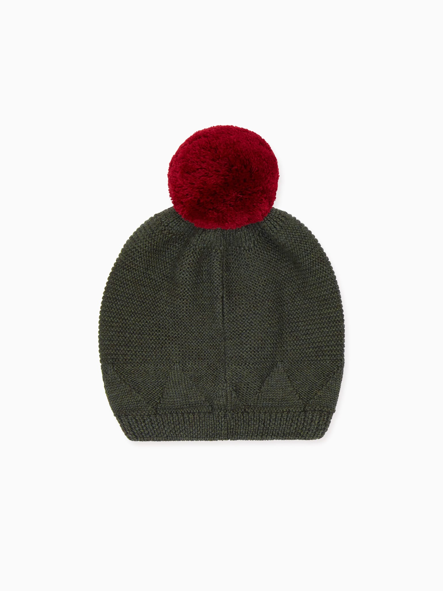 Olive Green Merino Kids Bobble Hat