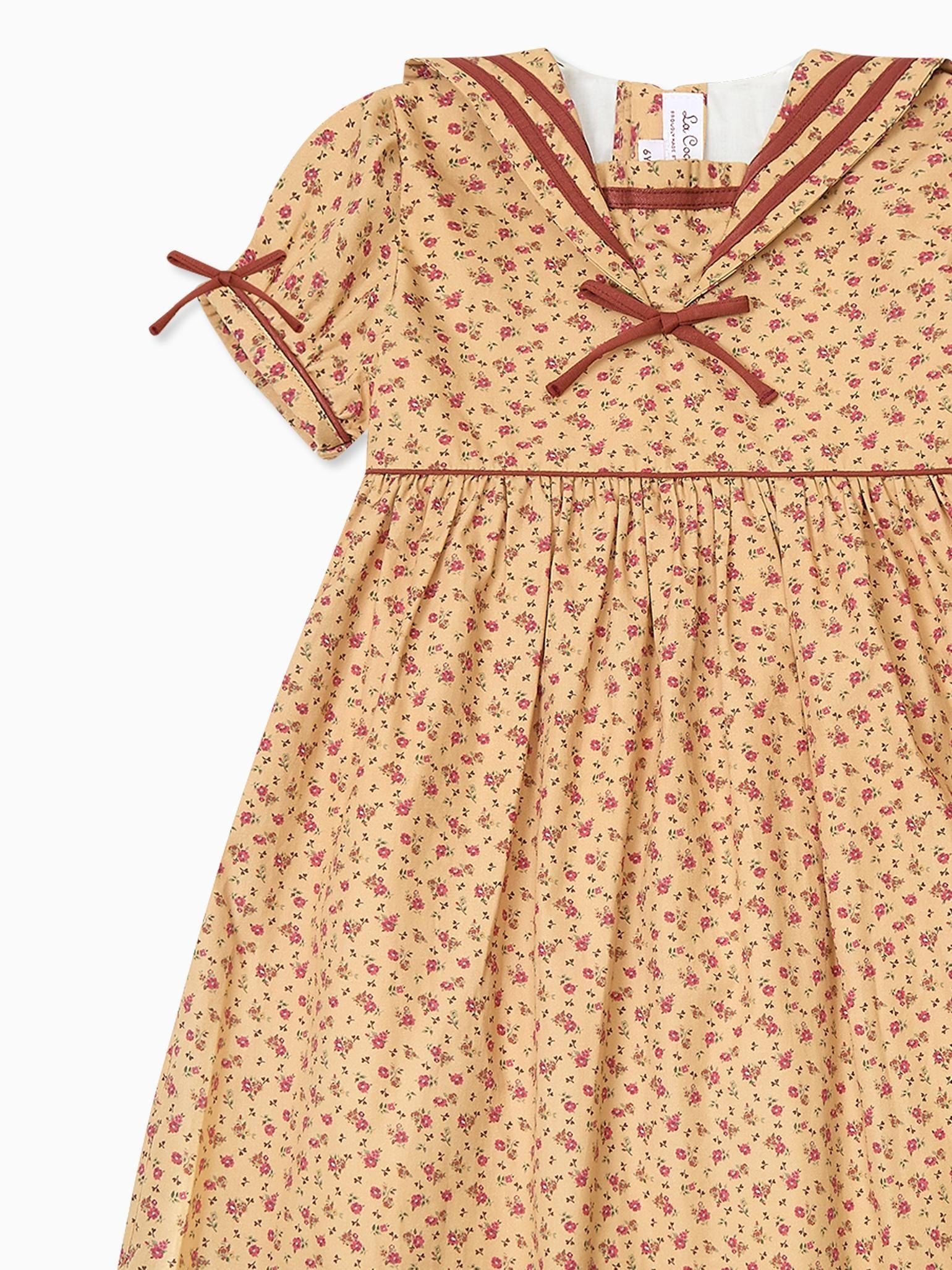 Caramel Floral Mirabel Girl Dress