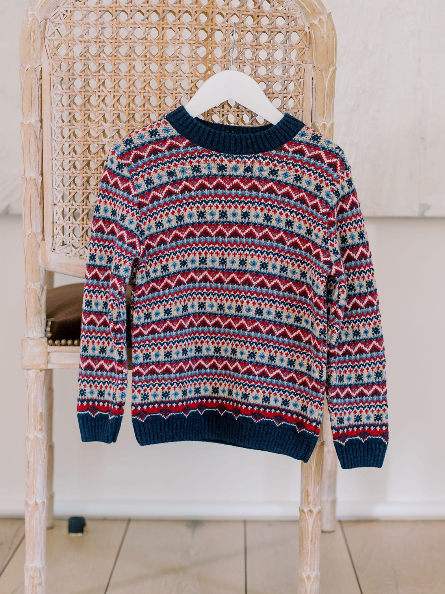 Navy Mirlo Fair Isle Merino Boy Jumper