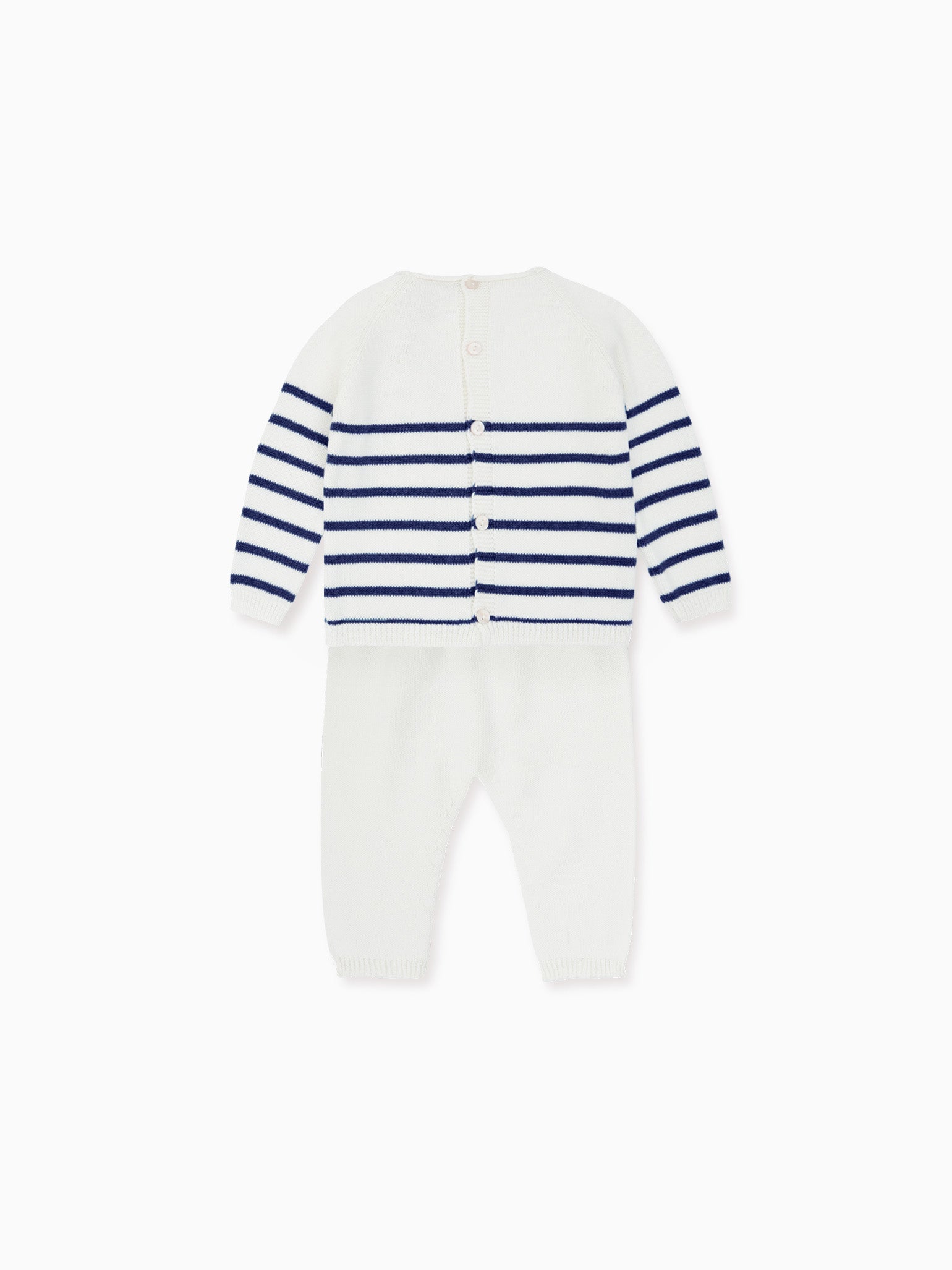 Blue Stripe Monda Cotton Baby Knitted Set