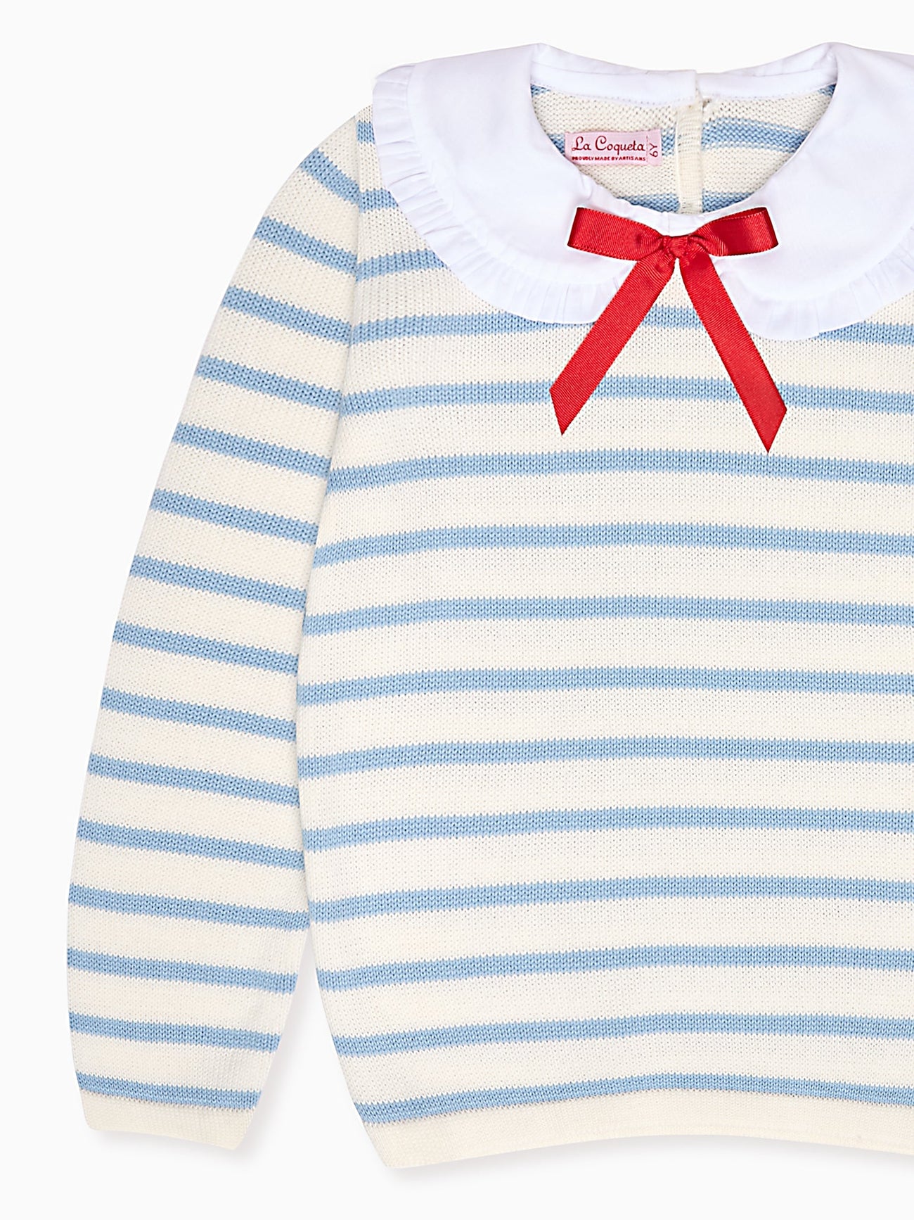 Dusty Blue Stripe Morissa Cotton Girl Jumper