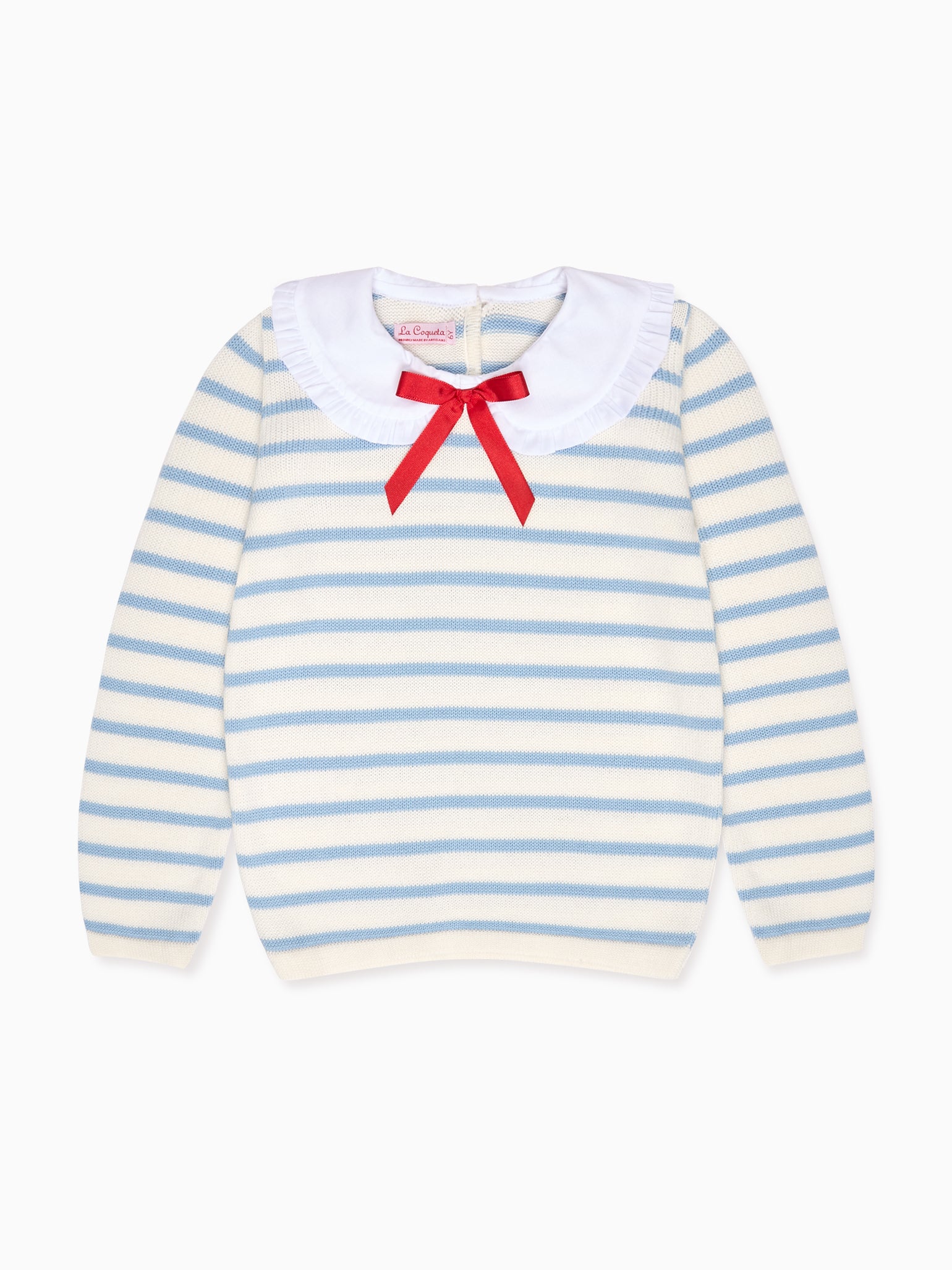 Dusty Blue Stripe Morissa Cotton Girl Jumper