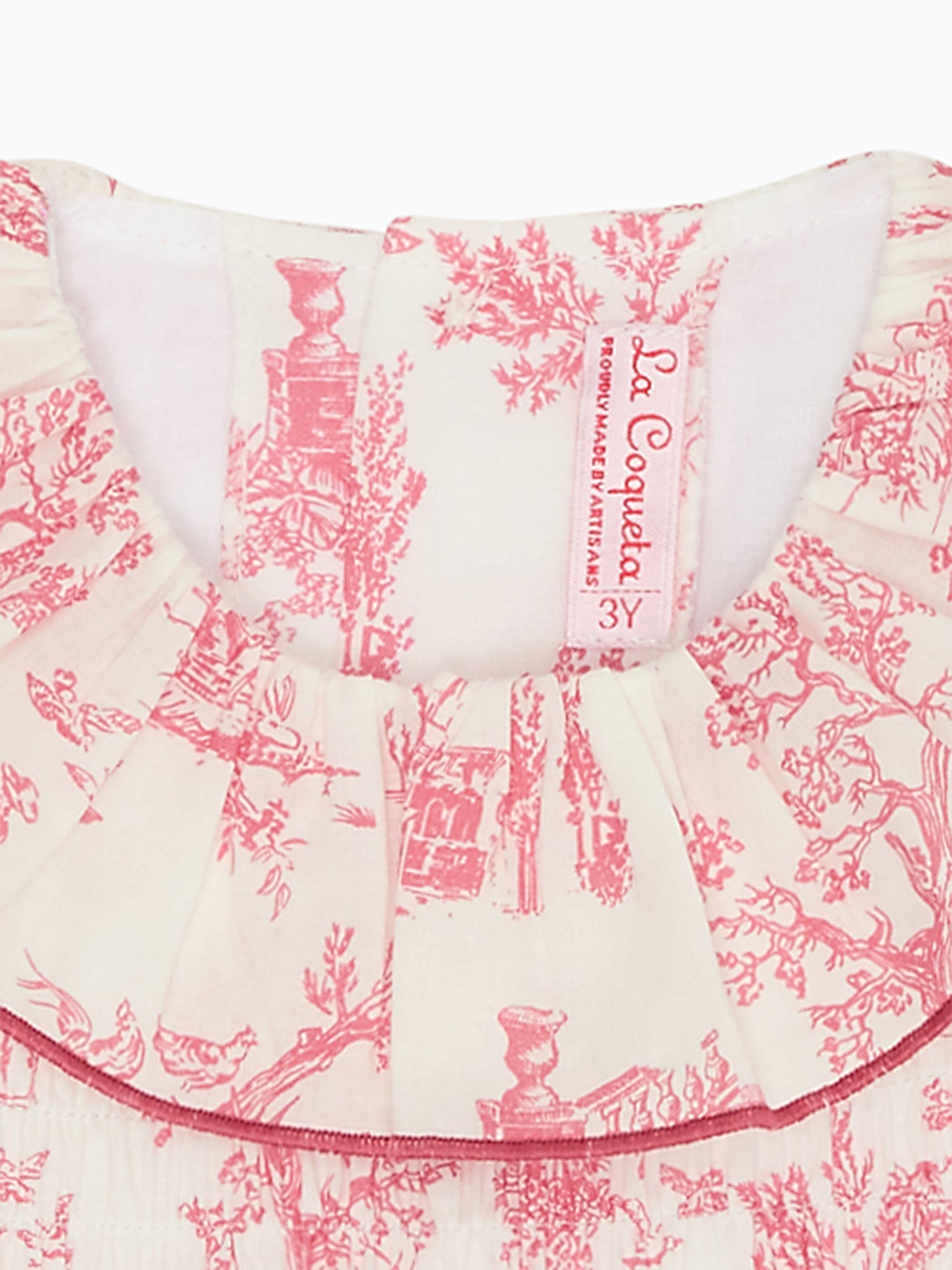 Pink Toile Naomi Girl Smock Dress