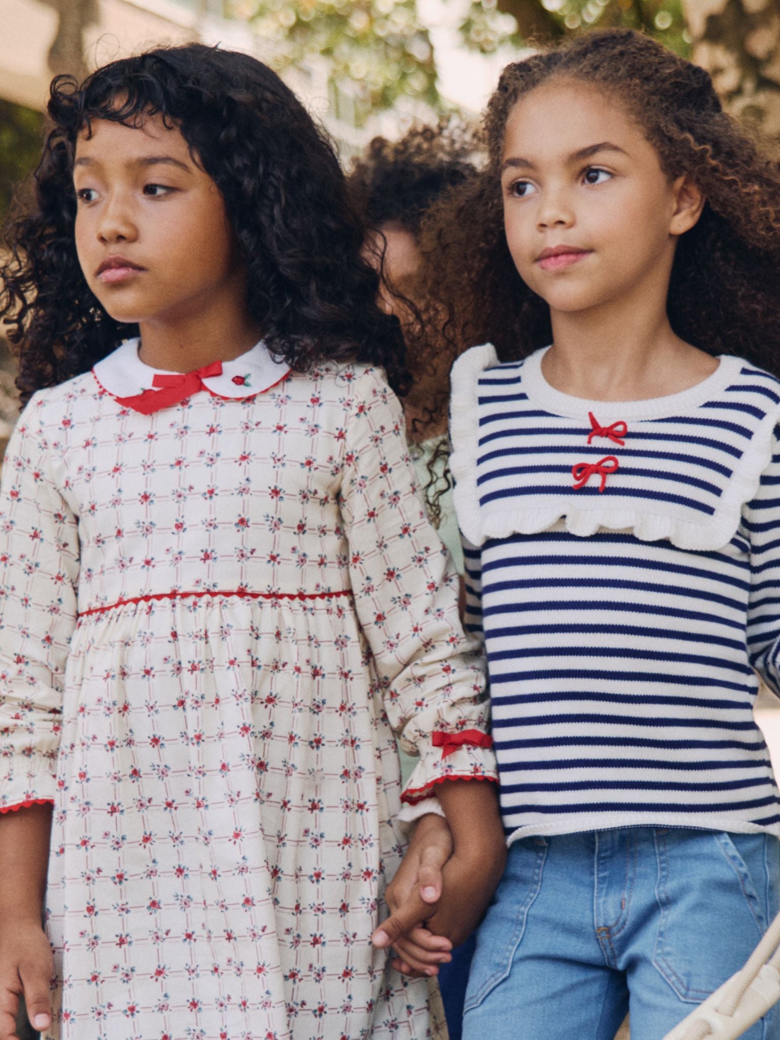 Red Grid Floral Selena Girl Dress