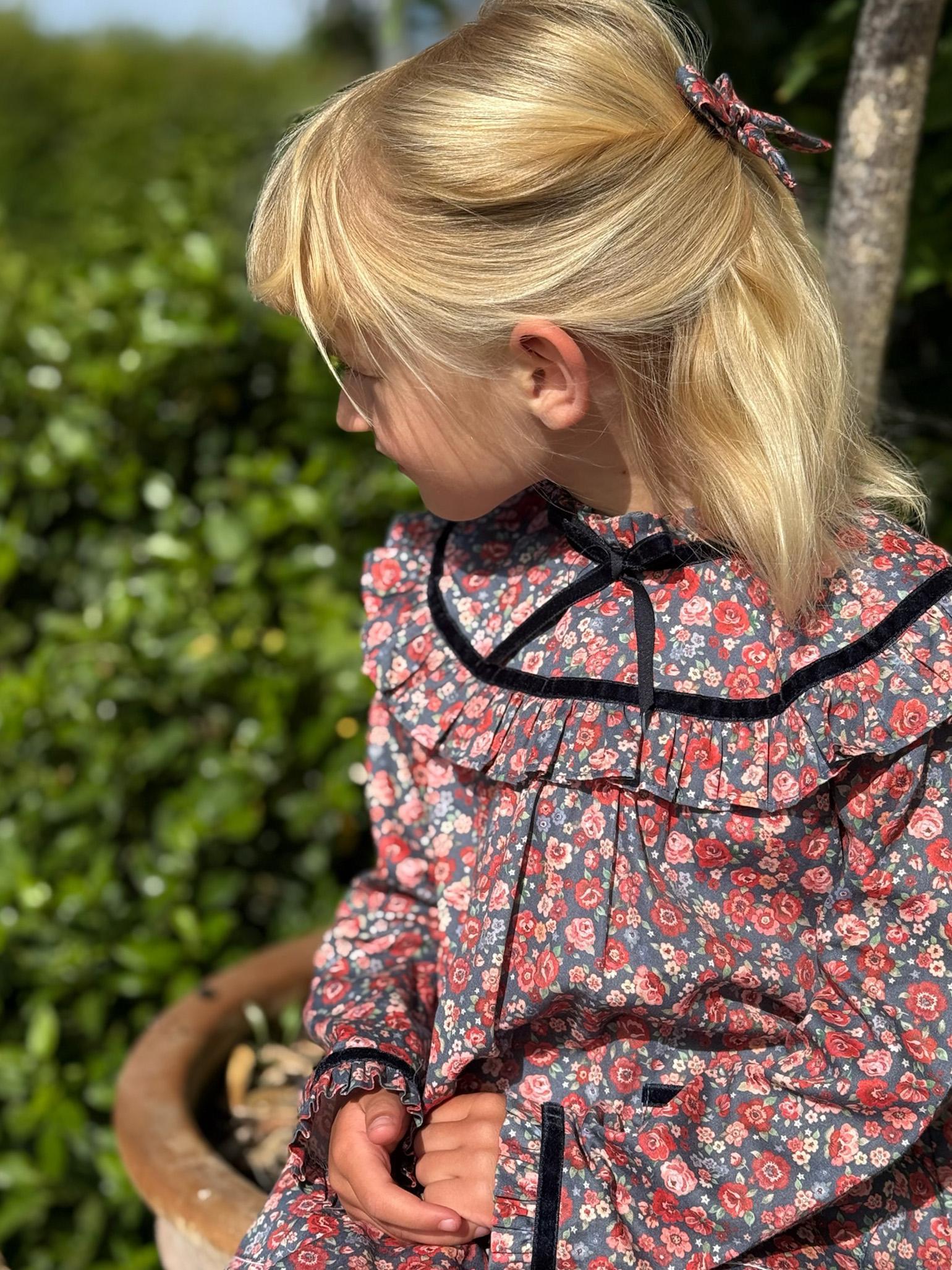 Navy Floral Alita Girl Empire Dress
