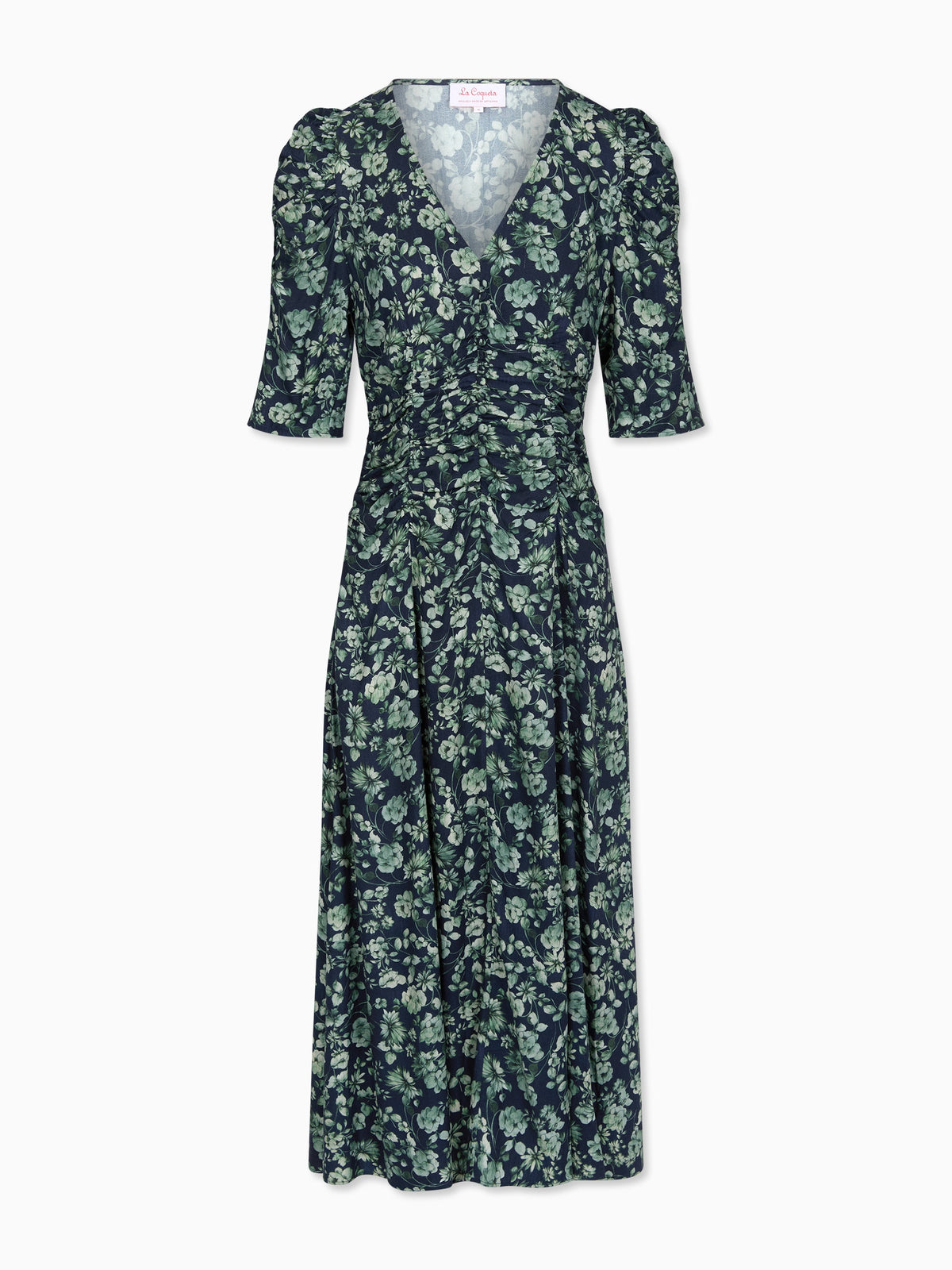 Navy & Green Floral Siena Womens Long Dress