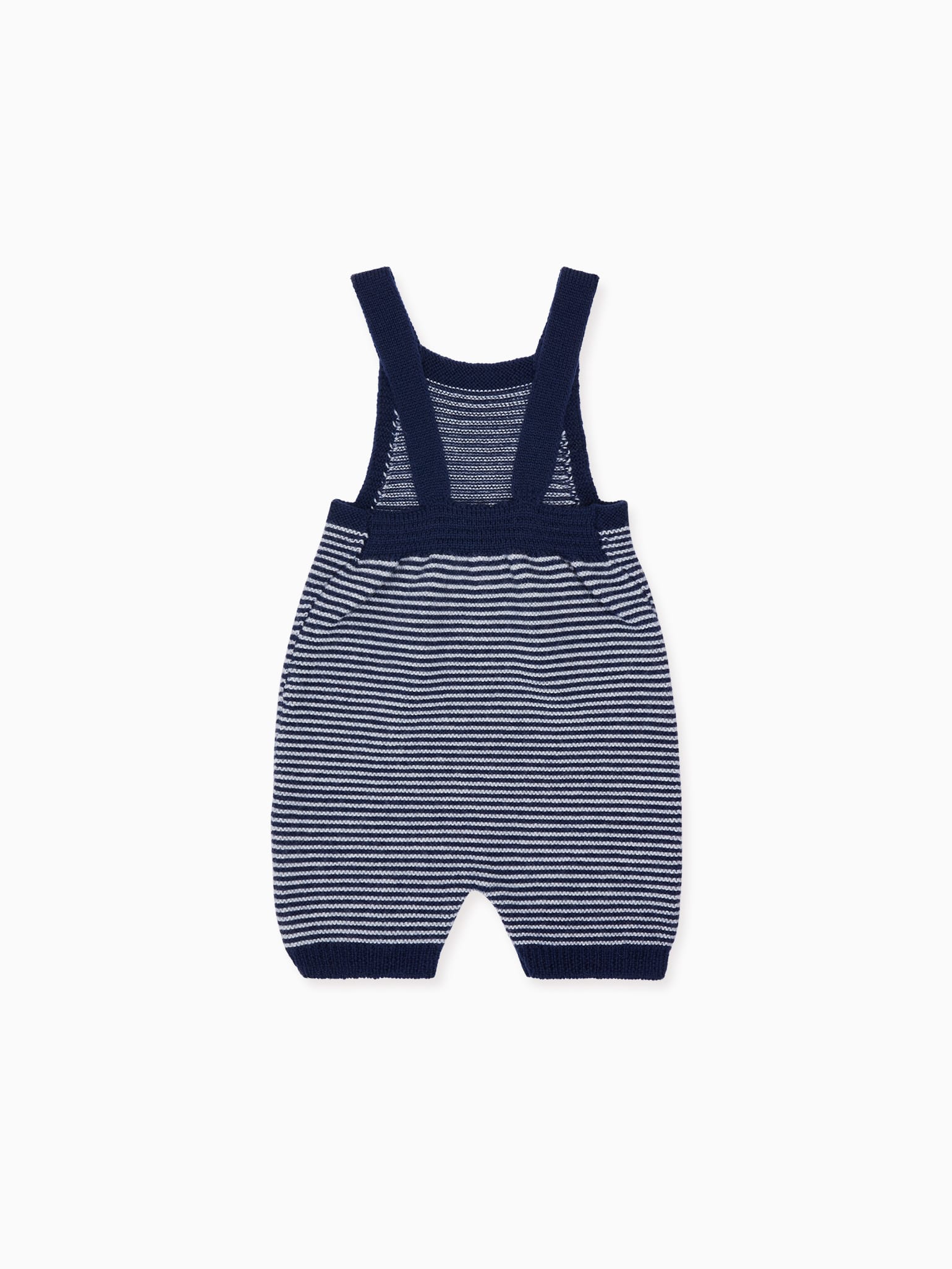 Navy Stripe Nelo Merino Baby Dungarees