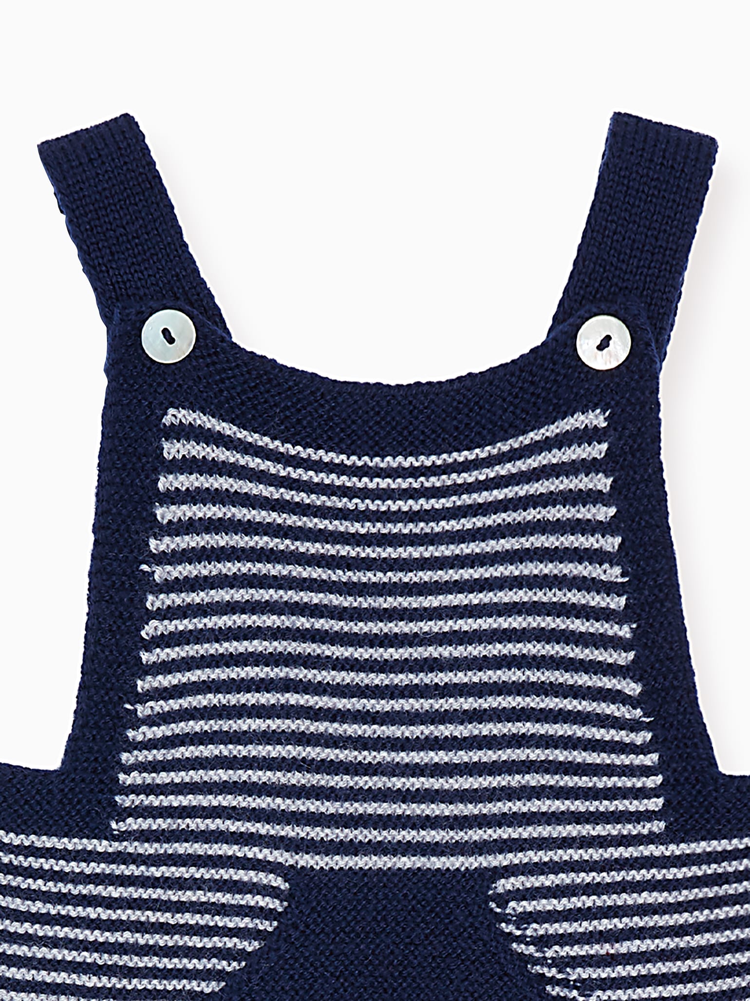 Navy Stripe Nelo Merino Baby Dungarees