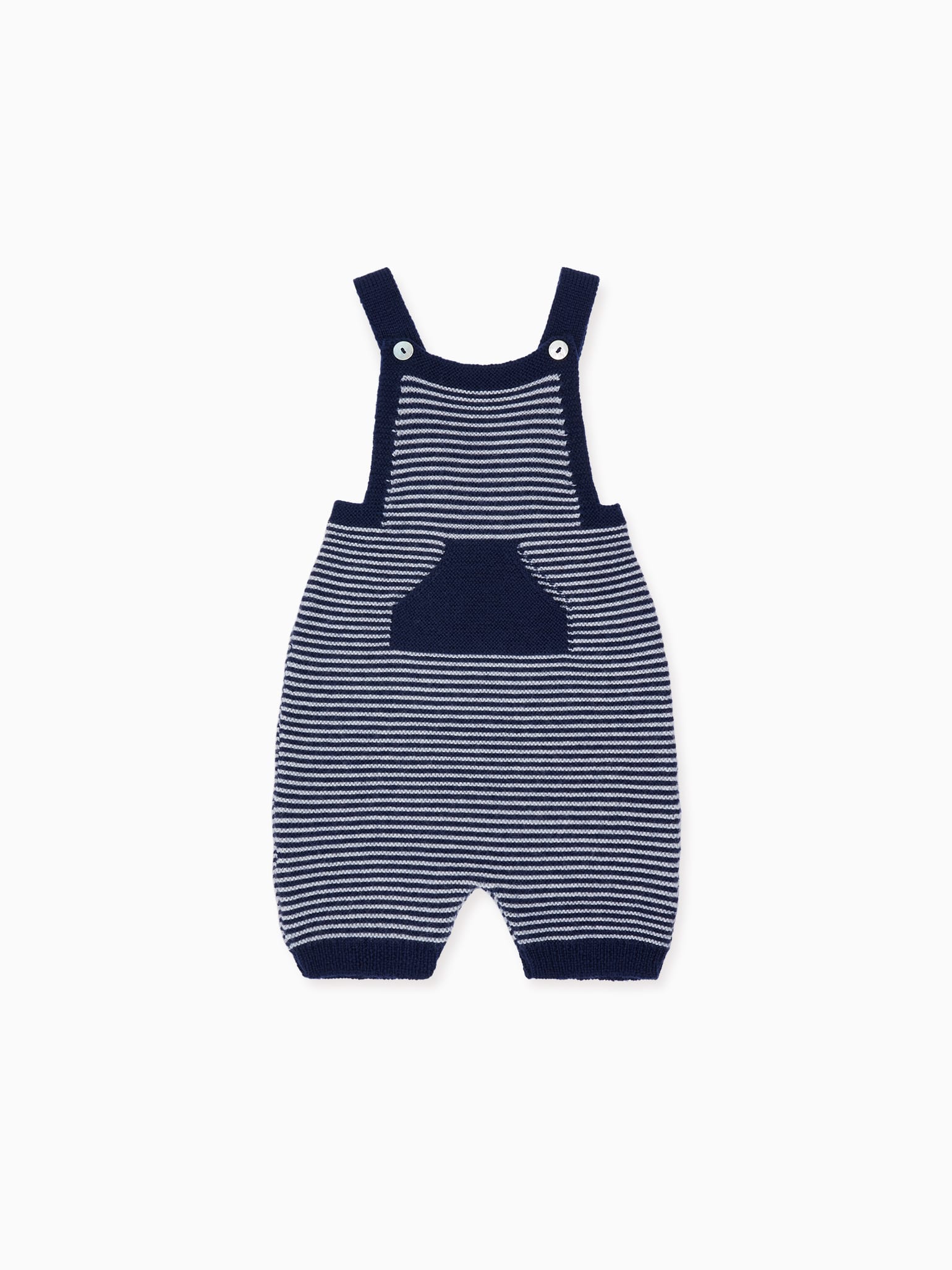 Navy Stripe Nelo Merino Baby Dungarees
