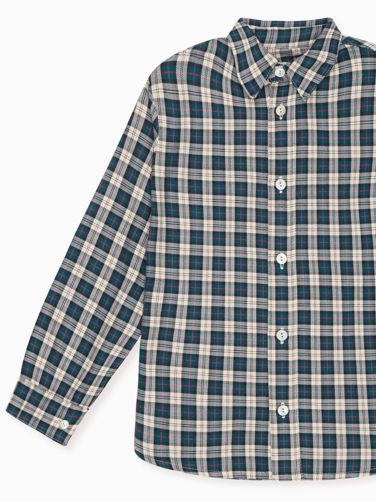 Teal Tartan Nico Long Sleeve Boy Shirt