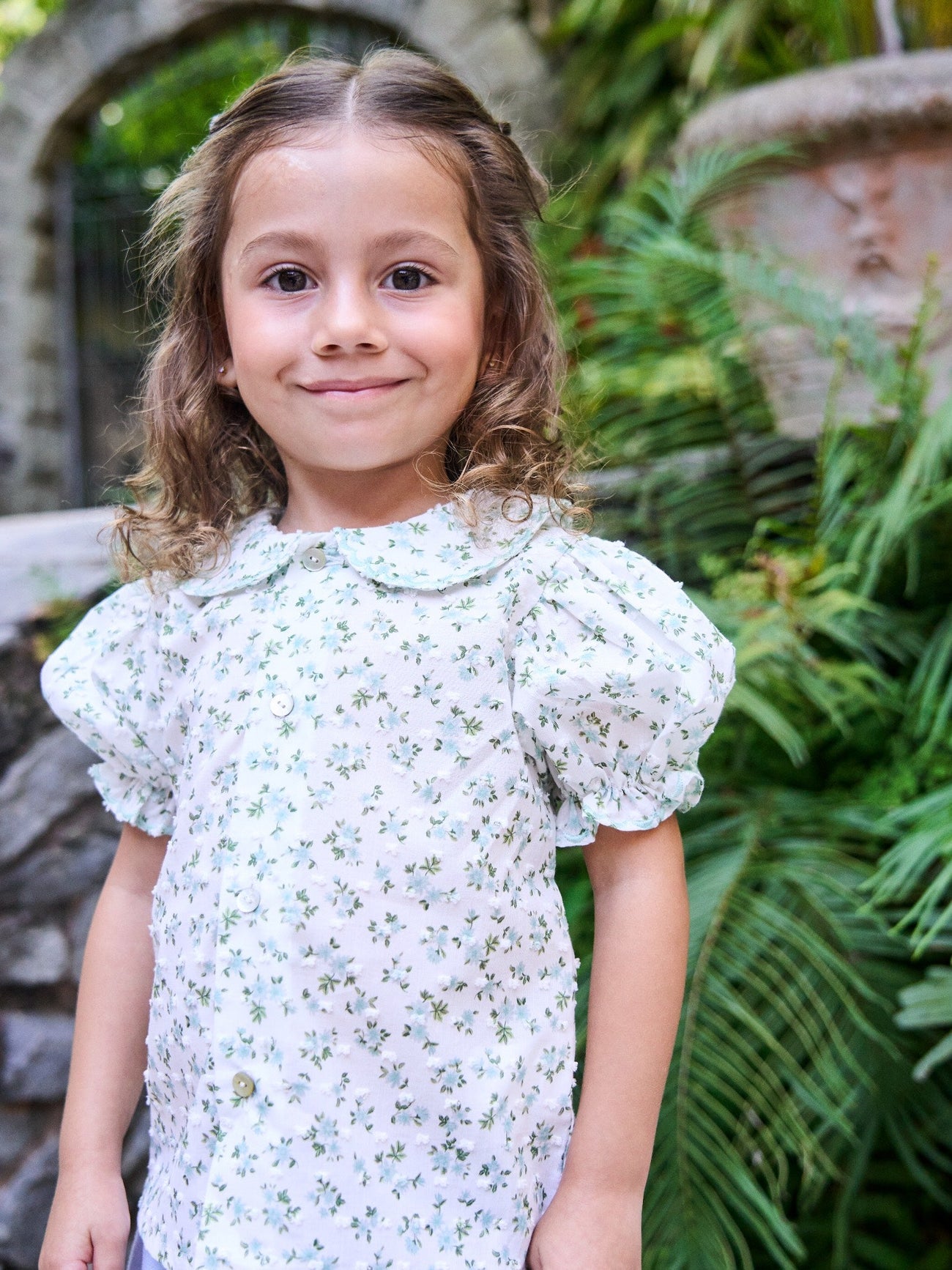 Green Floral Nieves Baby Girl Shirt