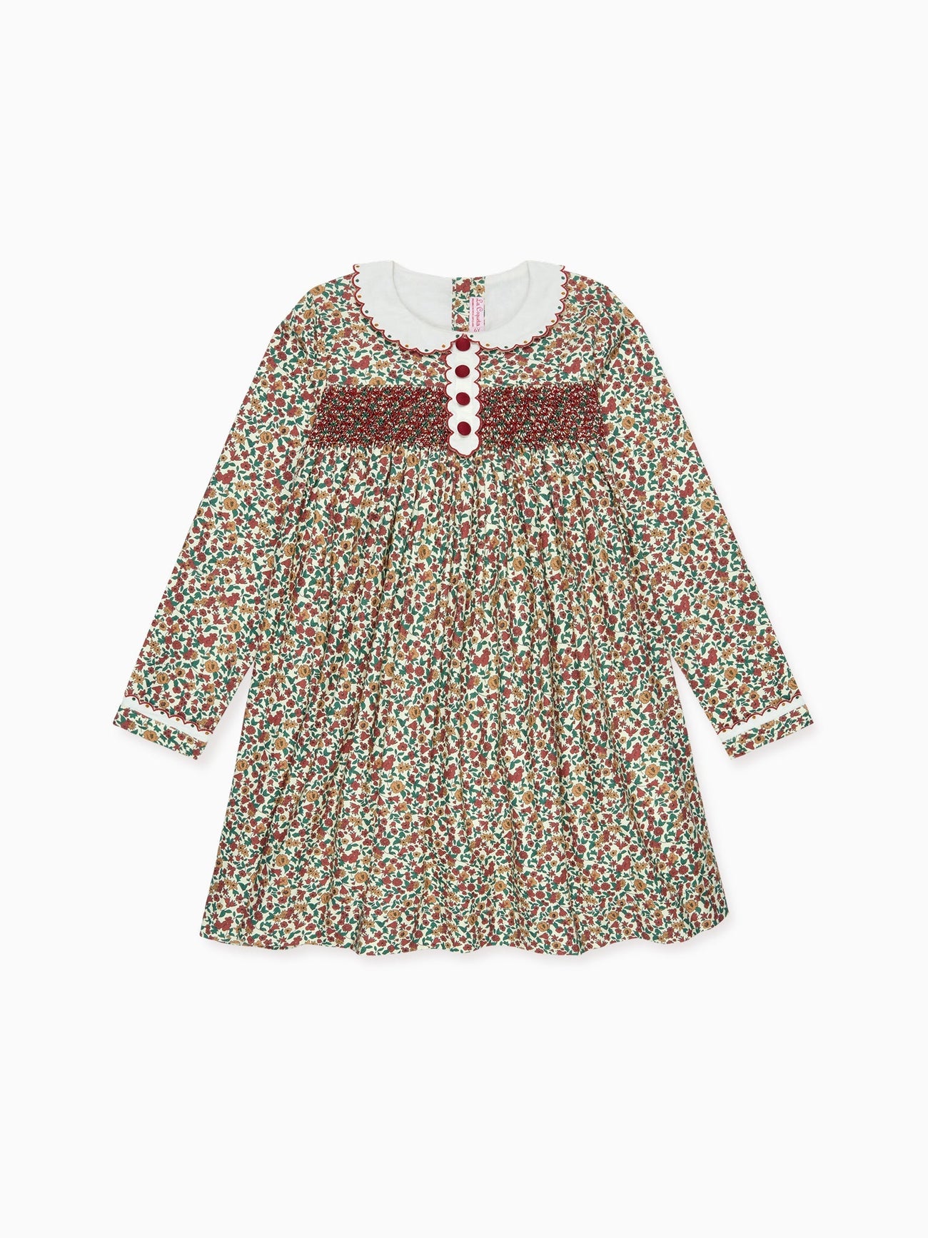 Terracotta Floral Noelia Girl Hand-Smocked Dress