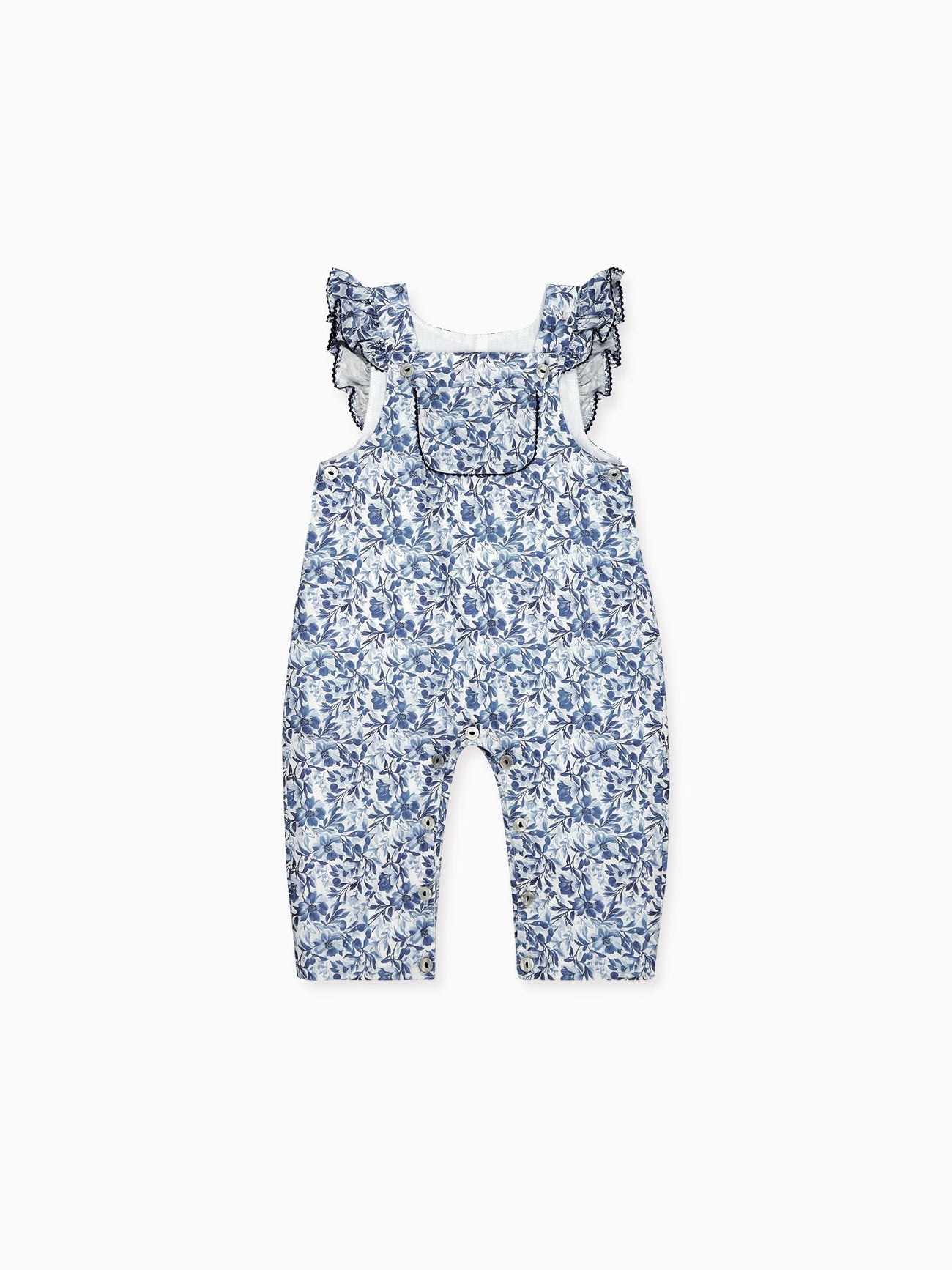 Blue Floral Nova Baby Dungarees