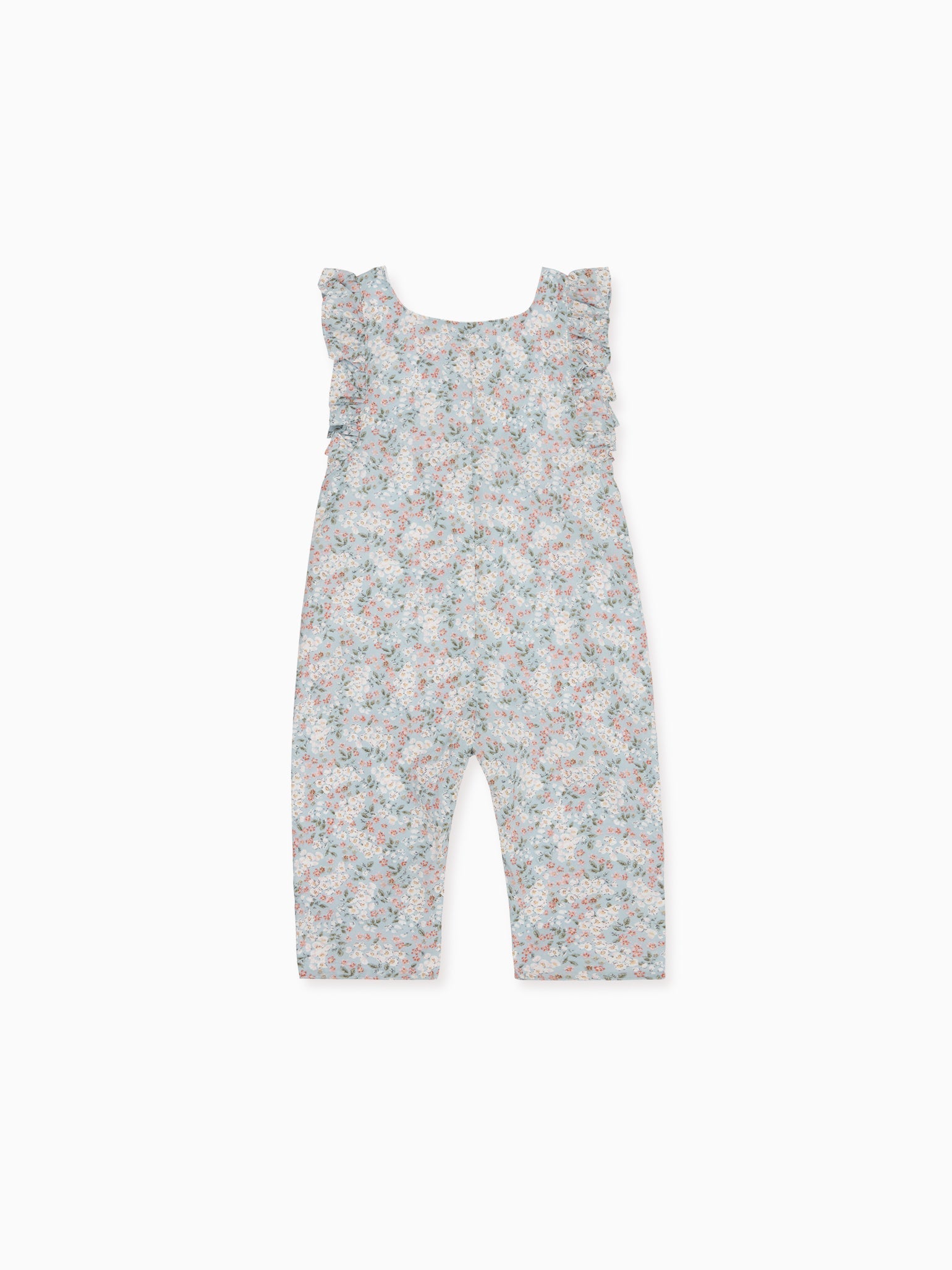 Light Blue Floral Nova Cotton Baby Girl Dungarees