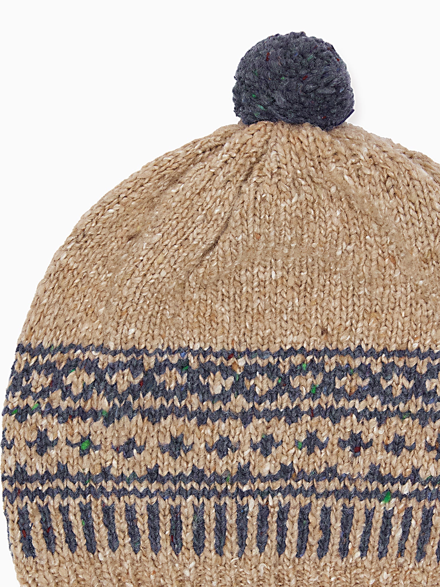 Oatmeal Merino Fair Isle Bobble Hat
